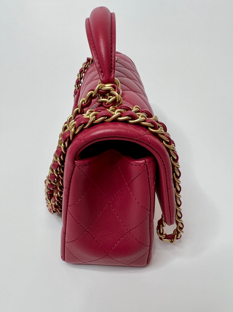 Chanel Mini Rectangle Flap Bag In Raspberry