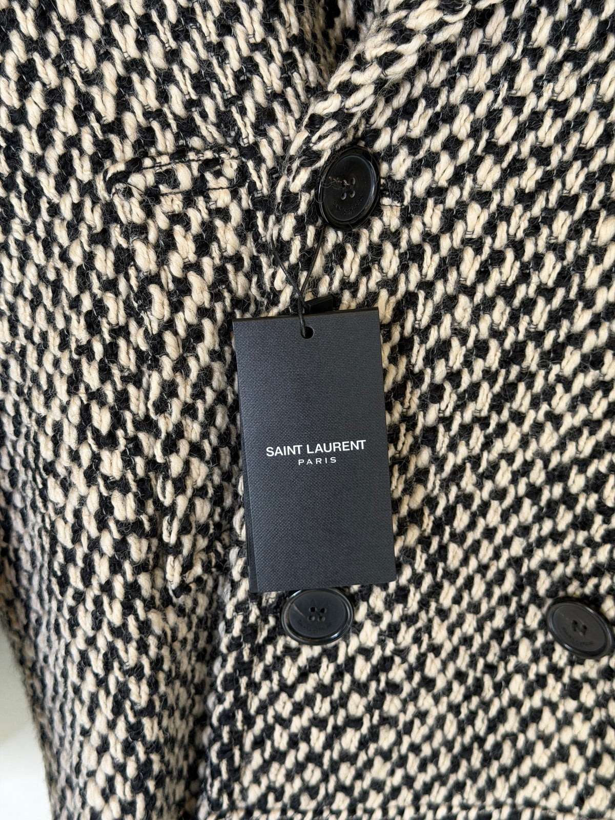 Saint Laurent Jacket In Black & White Tweed. 100% authentic and preloved in excellent condition