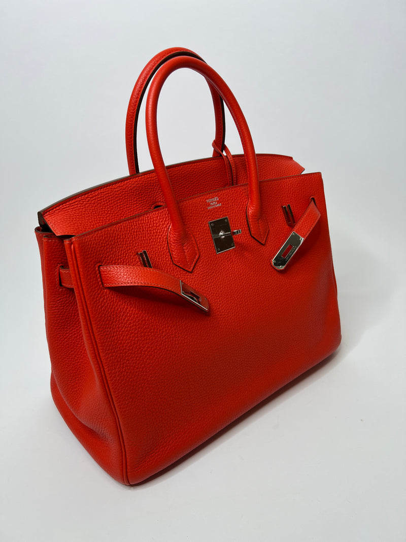 Hermes Birkin 35 Bag Vermillion Red Togo Leather with Gold Hardware –  Mightychic