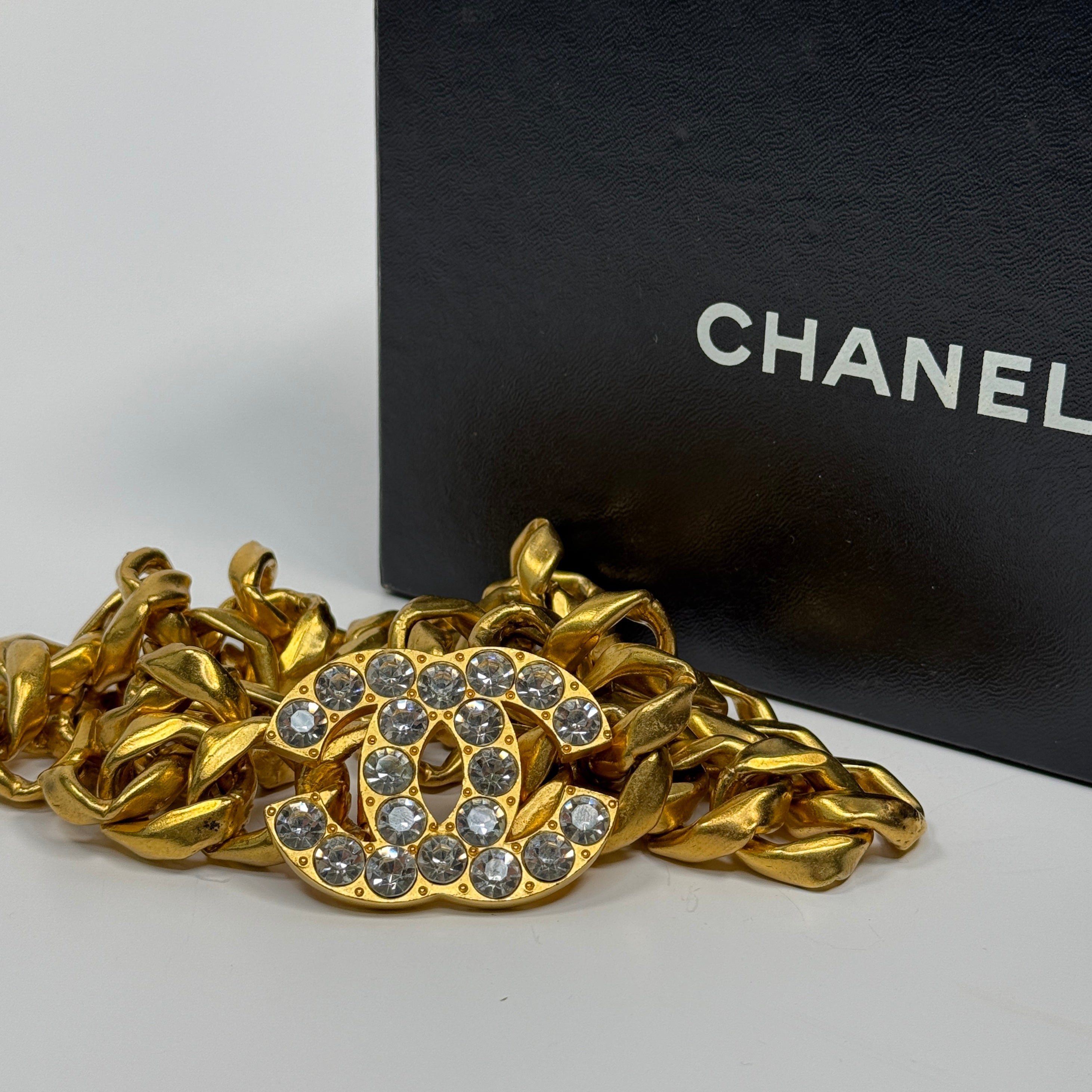 Chanel 1995 CC Rhinestone-Embellished Chain Belt
