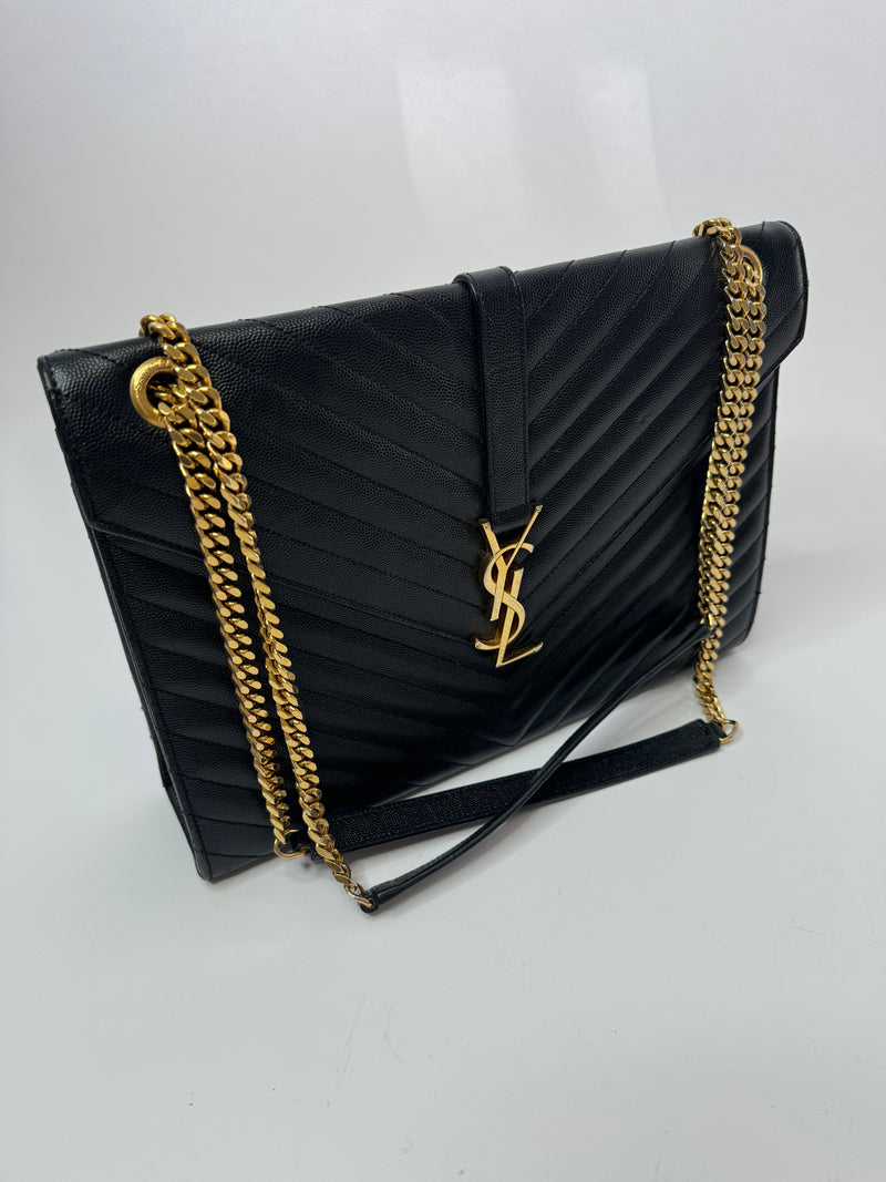 Ysl black gold chain bag online