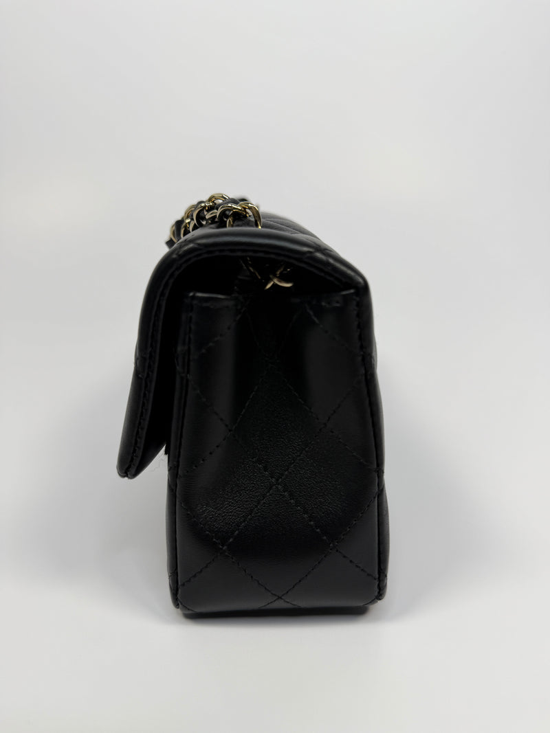 Chanel Mini Rectangle In Black Lambskin With PGHW