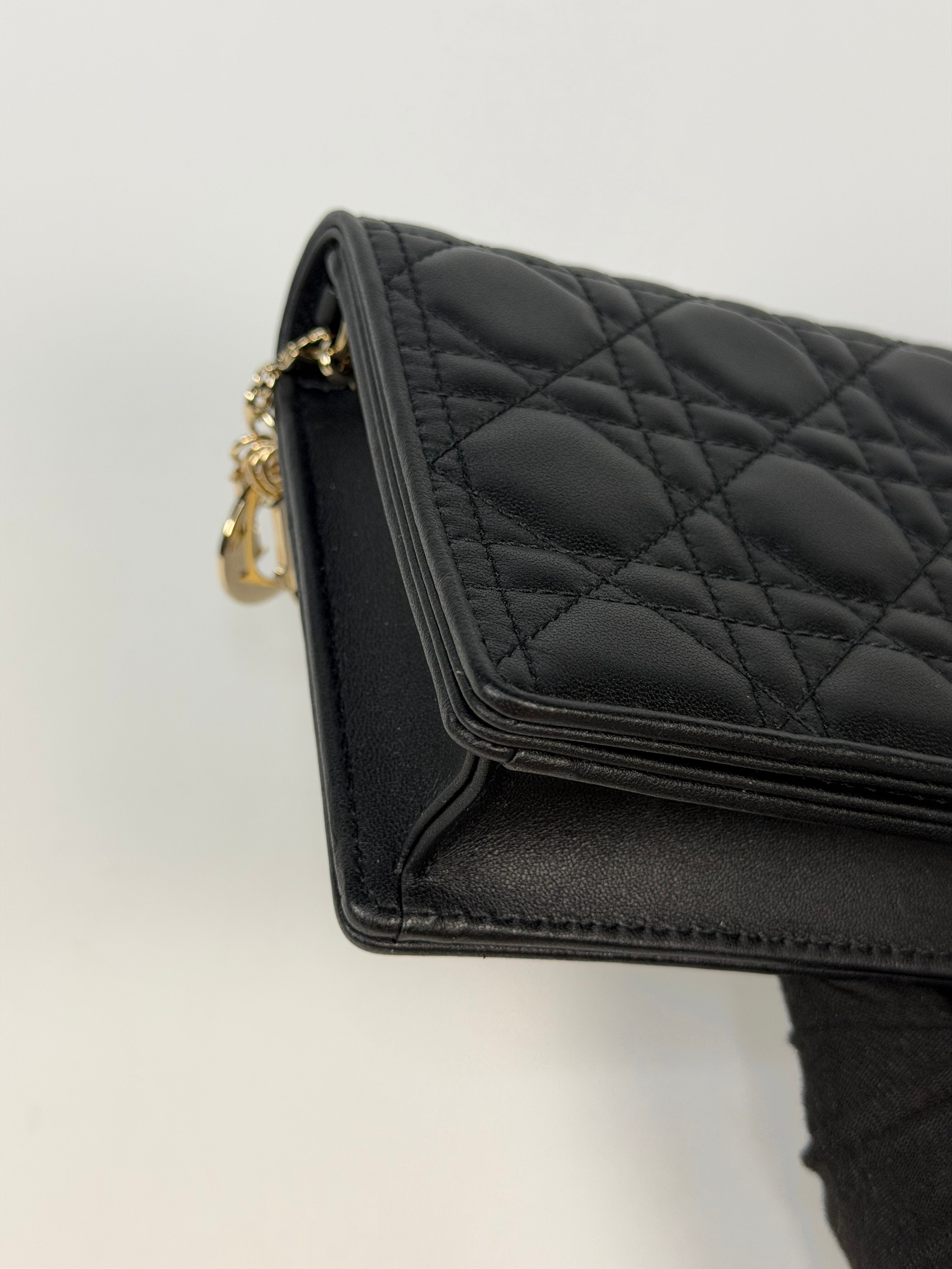 Christian Dior Lady Dior Pouch Black Lambskin Gold Hardware
Pre Loved & Authentic 
New/unused
Insured next day delivery