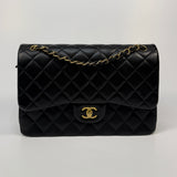 Chanel Jumbo Black Lambskin Leather With GHW