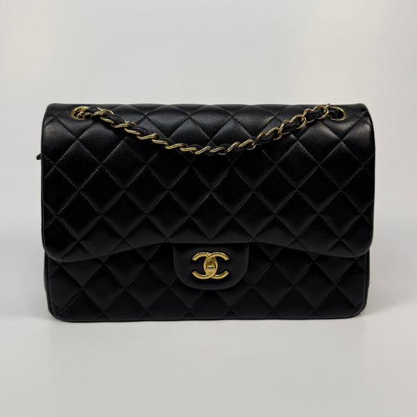 Chanel Jumbo Black Lambskin Leather With GHW