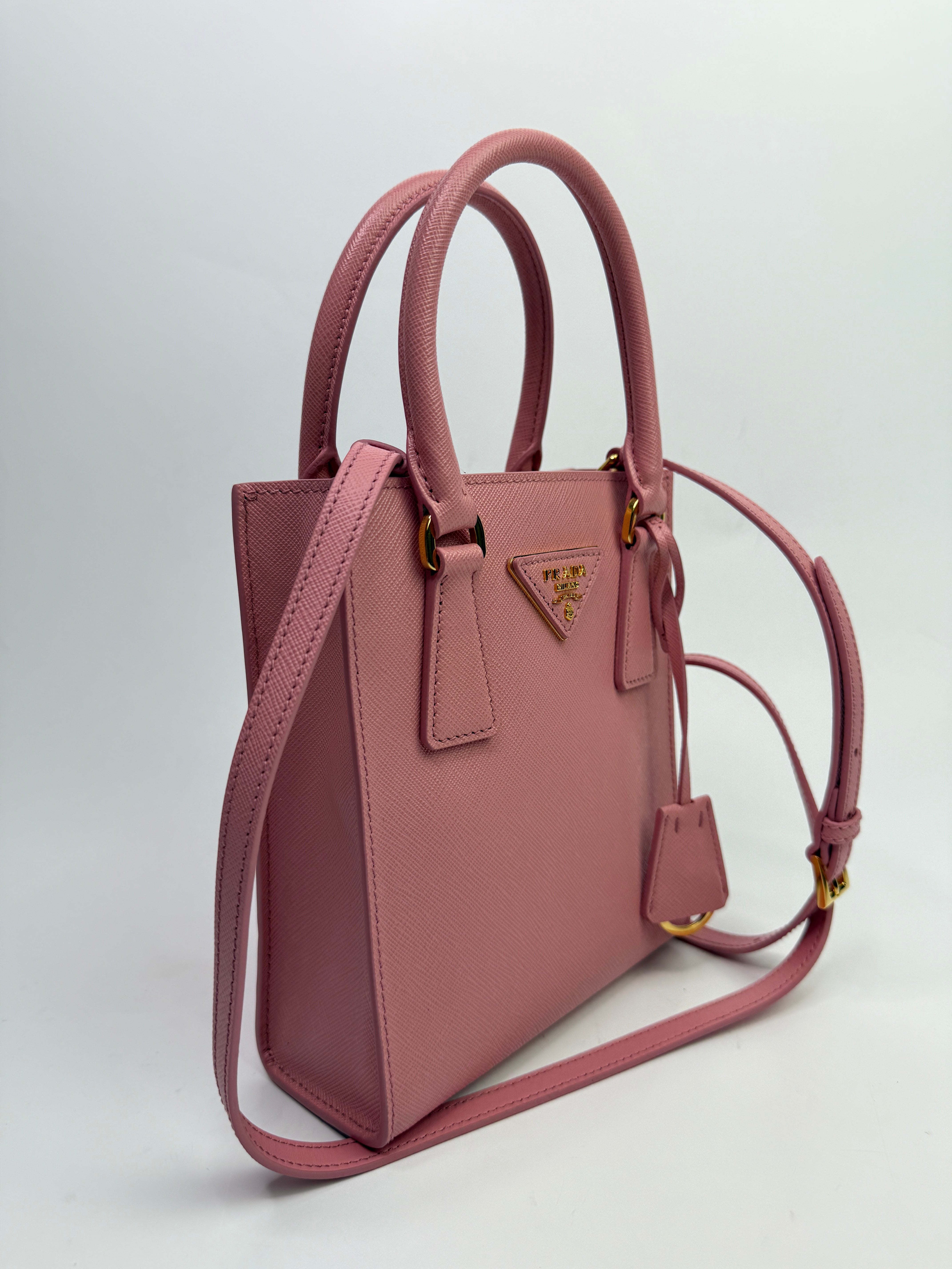 Prada Mini Tote In Pink Saffiano Leather