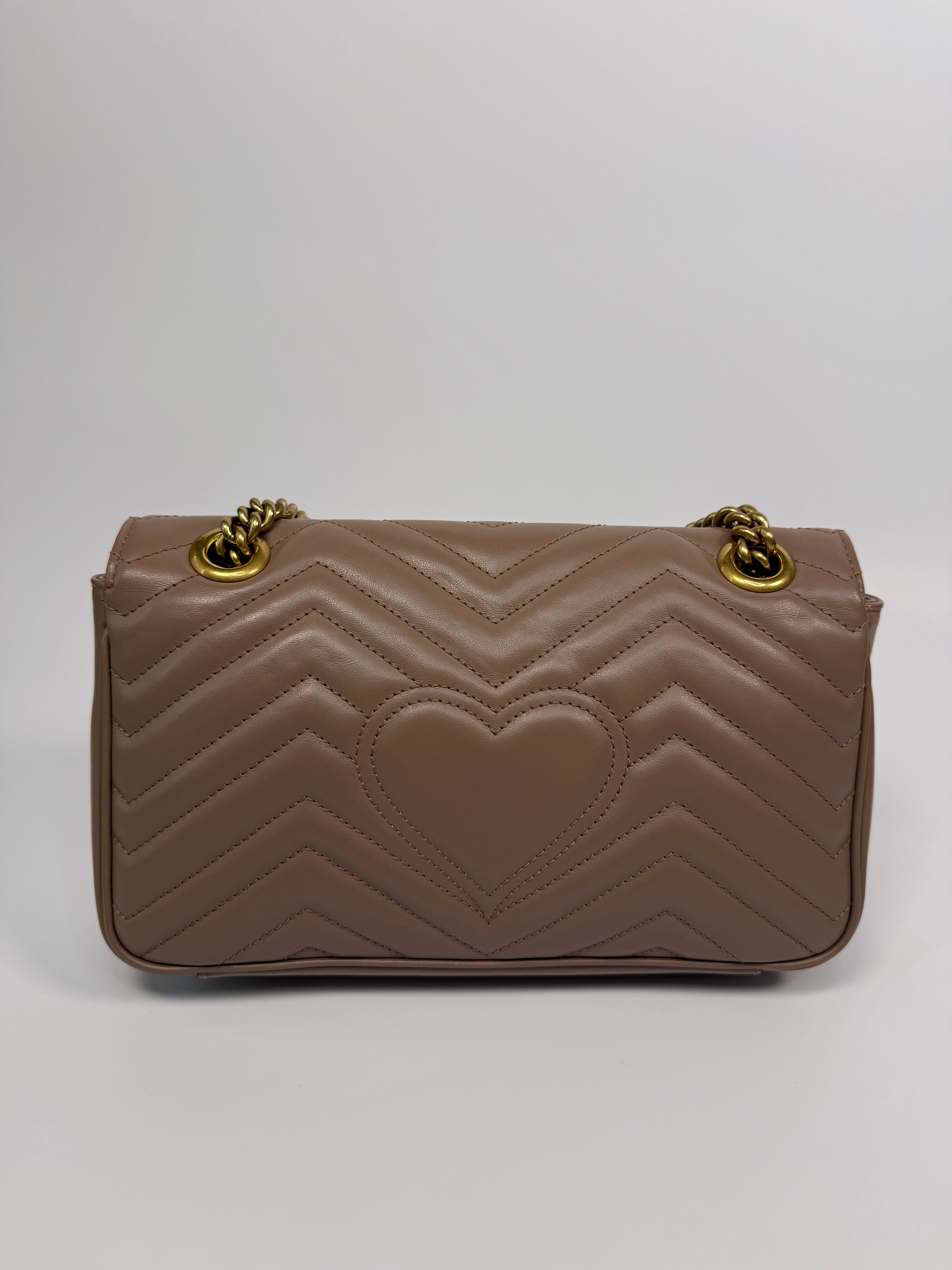 Gucci GG Medium Marmont Matelasse Shoulder Bag In Taupe Leather