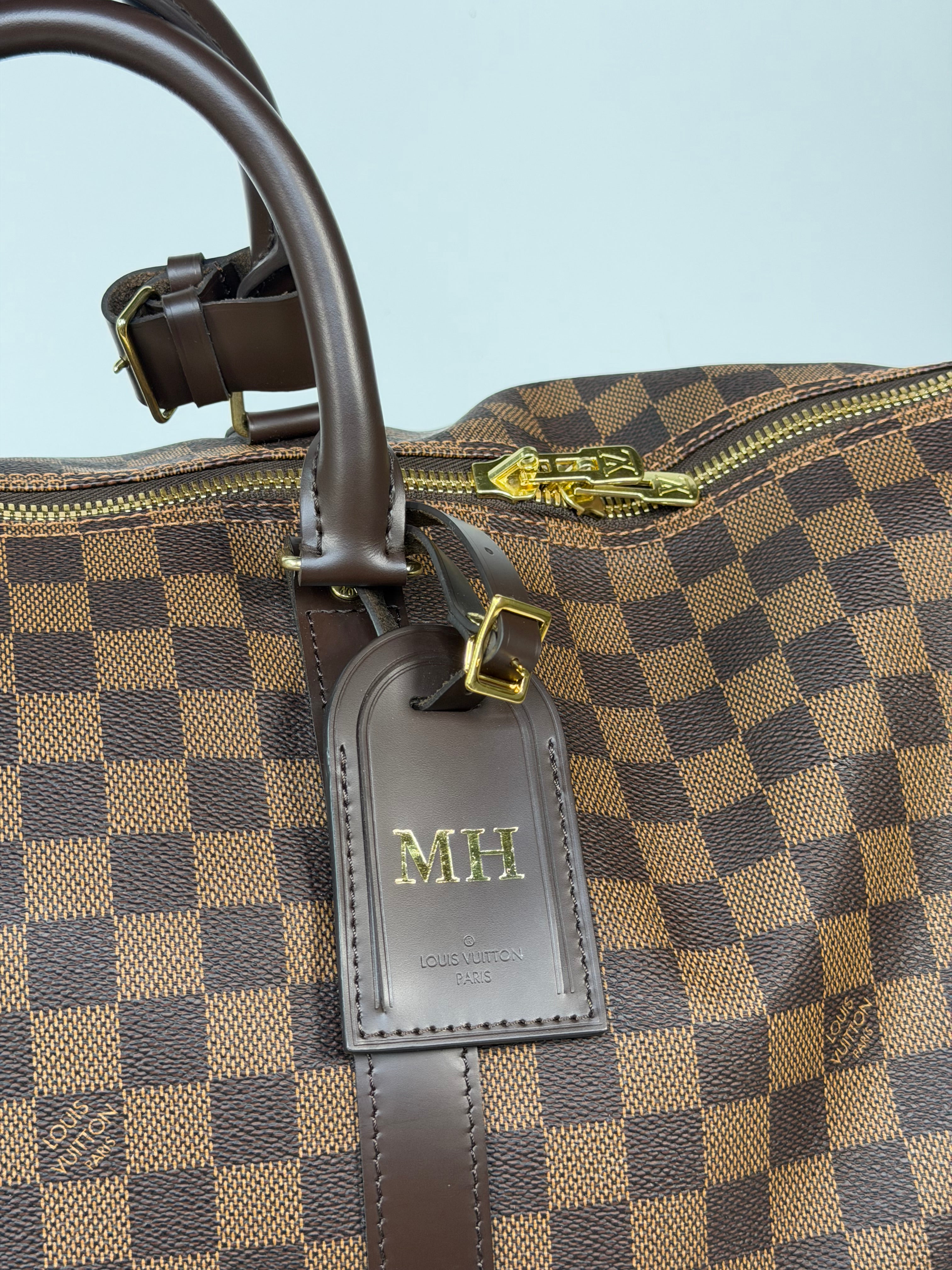 Louis Vuitton Keepall 55 In Damier Ebene Gold Hardware