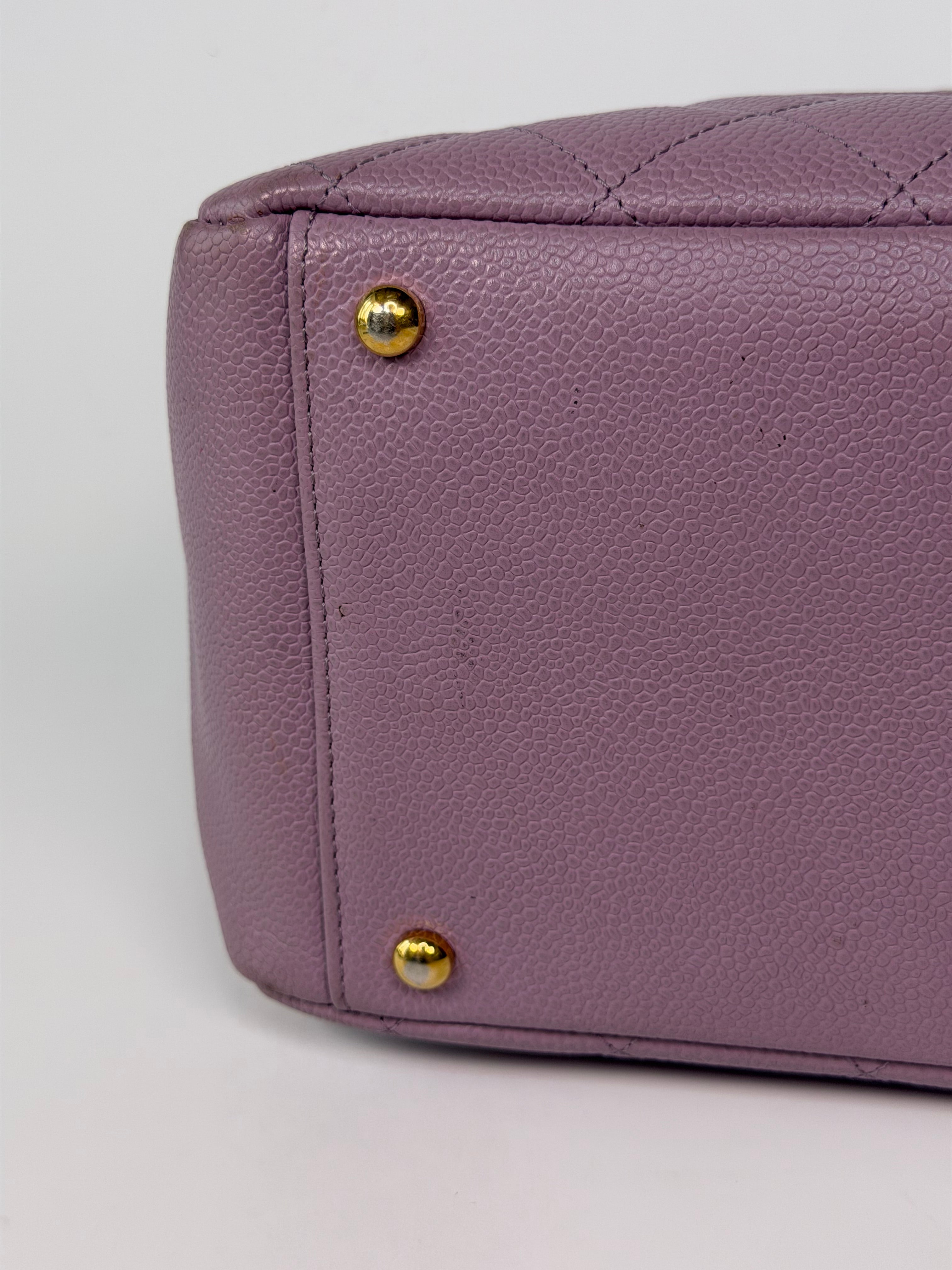 Chanel Petite Timeless Tote In Lilac Caviar Leather With Gold Hardware