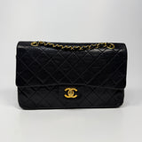 Chanel Vintage Medium Classic Double Flap Black Lambskin With 24k GHW