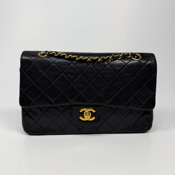 Chanel Vintage Medium Classic Double Flap Black Lambskin With 24k GHW