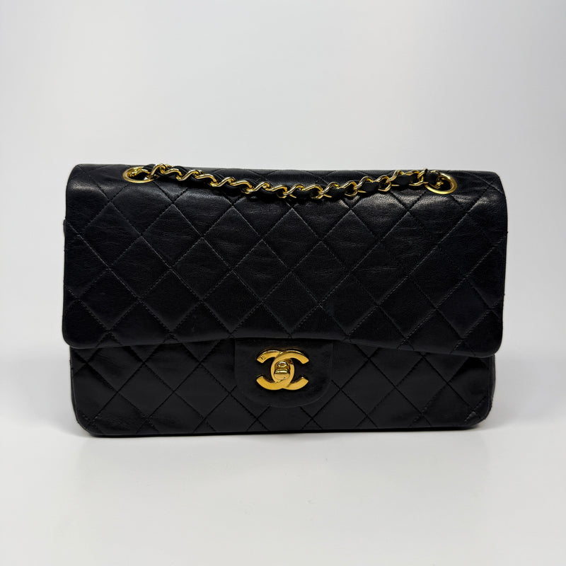 Chanel Vintage Medium Classic Double Flap Black Lambskin With 24k GHW