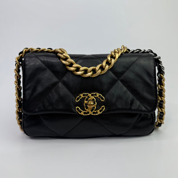 Chanel 19 Small In Black Calfskin Leather