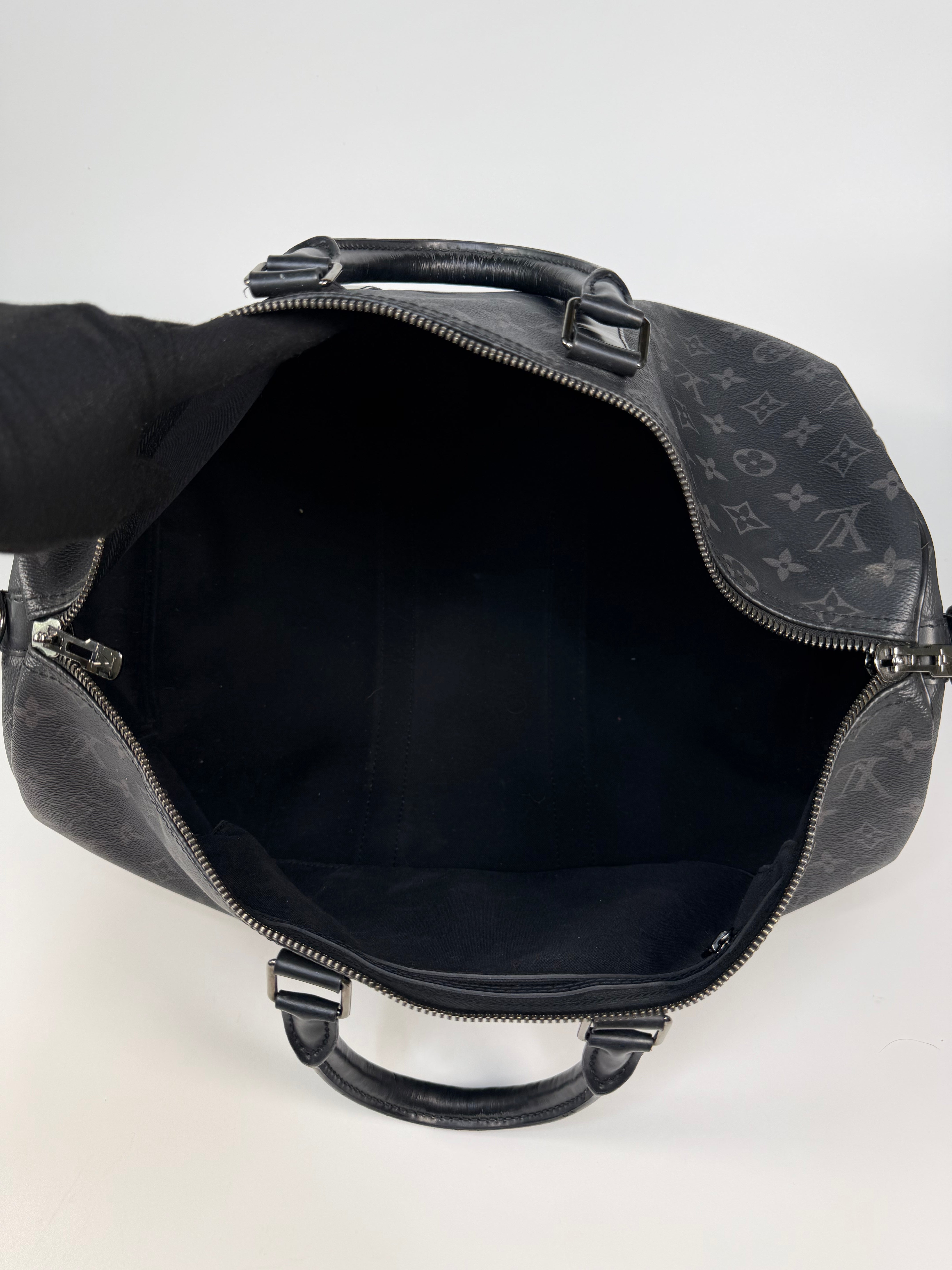 Louis Vuitton Keepall Bandouliere 45 Monogram Eclipse Canvas. 100% authentic and preloved in excellent condition.