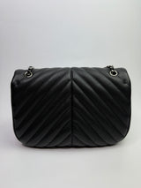 Chanel Seasonal Flap Bag In Black Chevron Caviar Leather With SHW