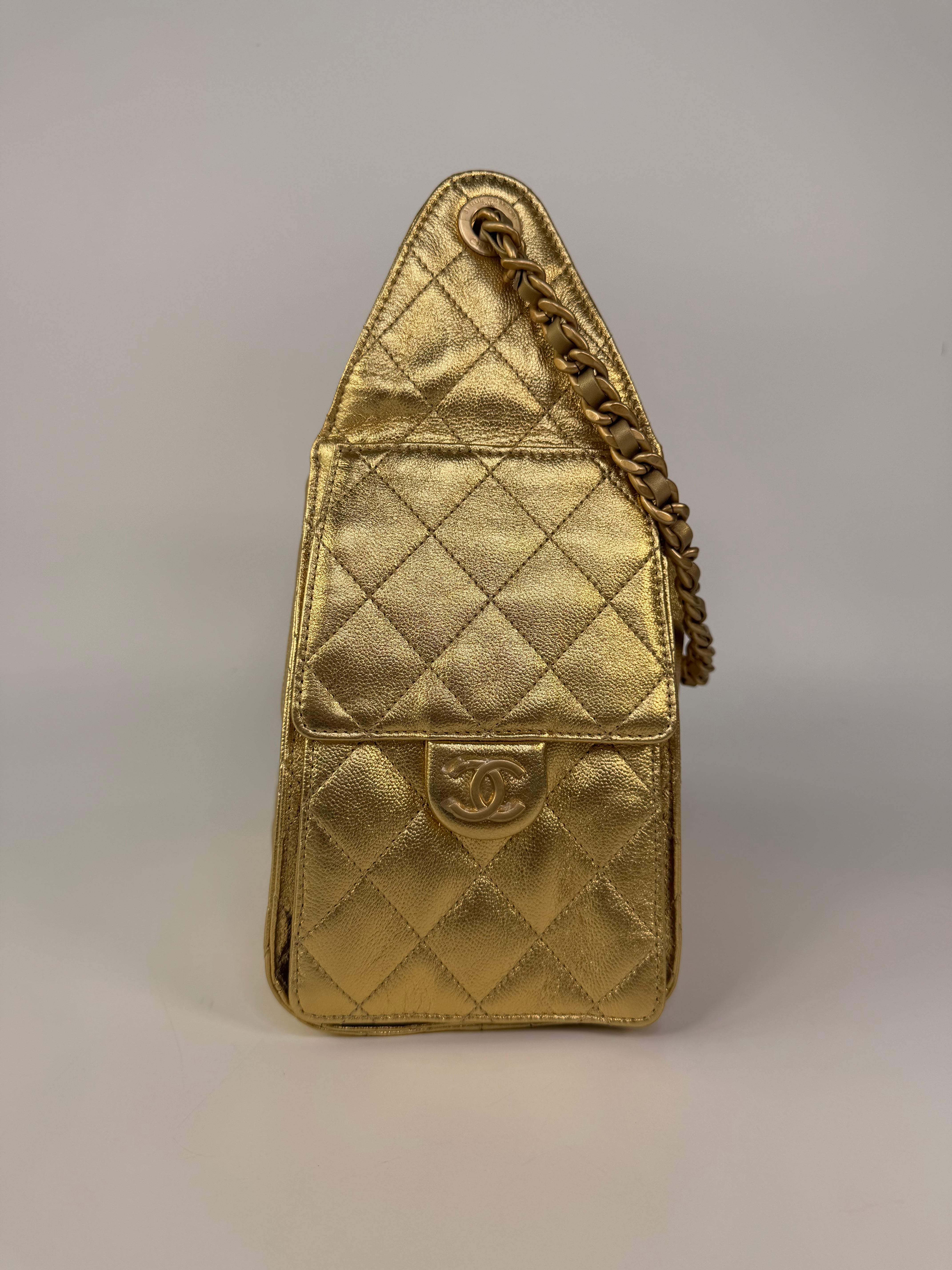 Chanel 25 Small In Gold Grained Calfskin With Gold Hardware 100% authentic and preloved in excellent condition