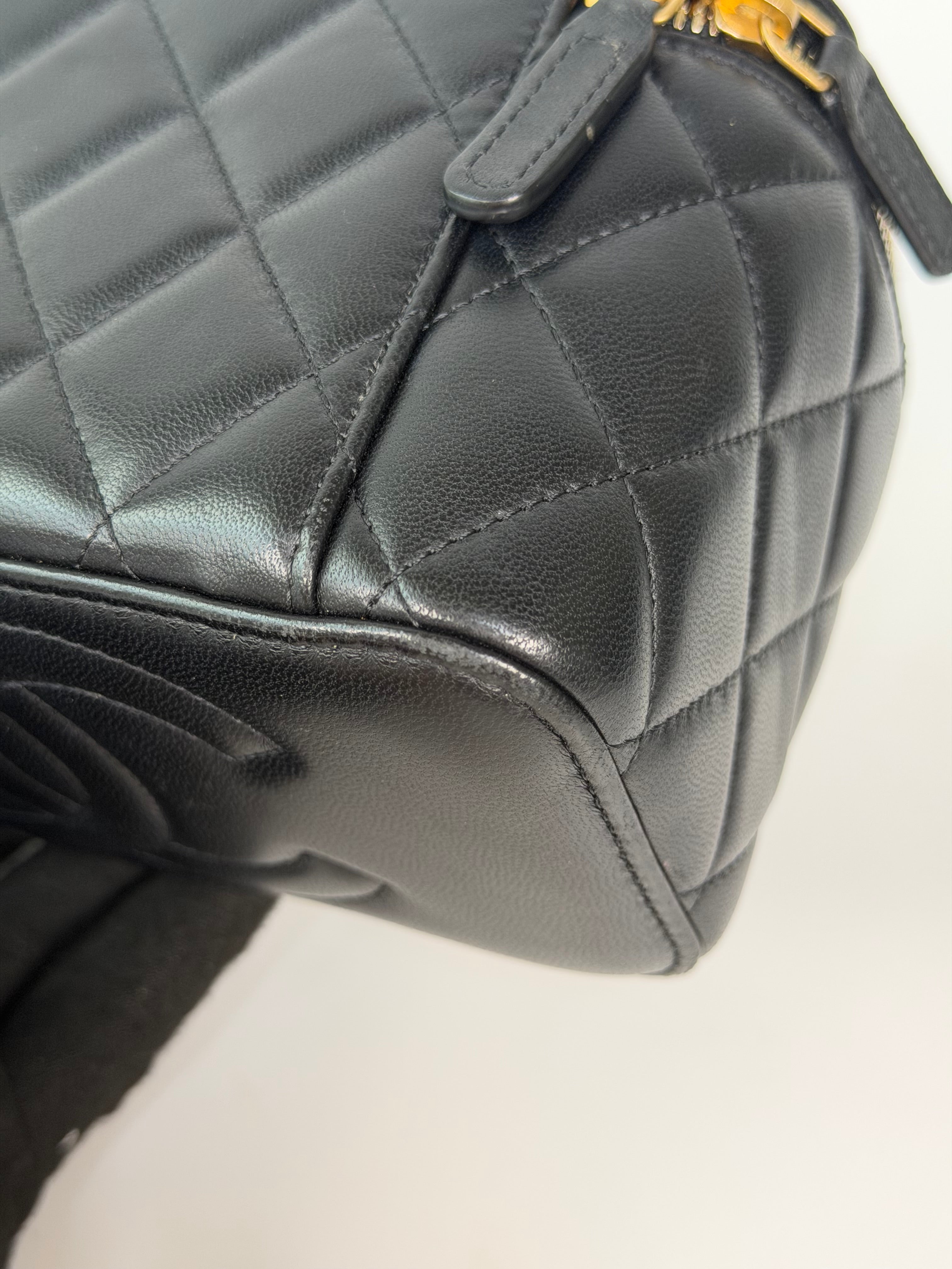 Chanel Quilted Pearl Crush Mini Vanity In Black Lambskin Leather With Gold Hardware