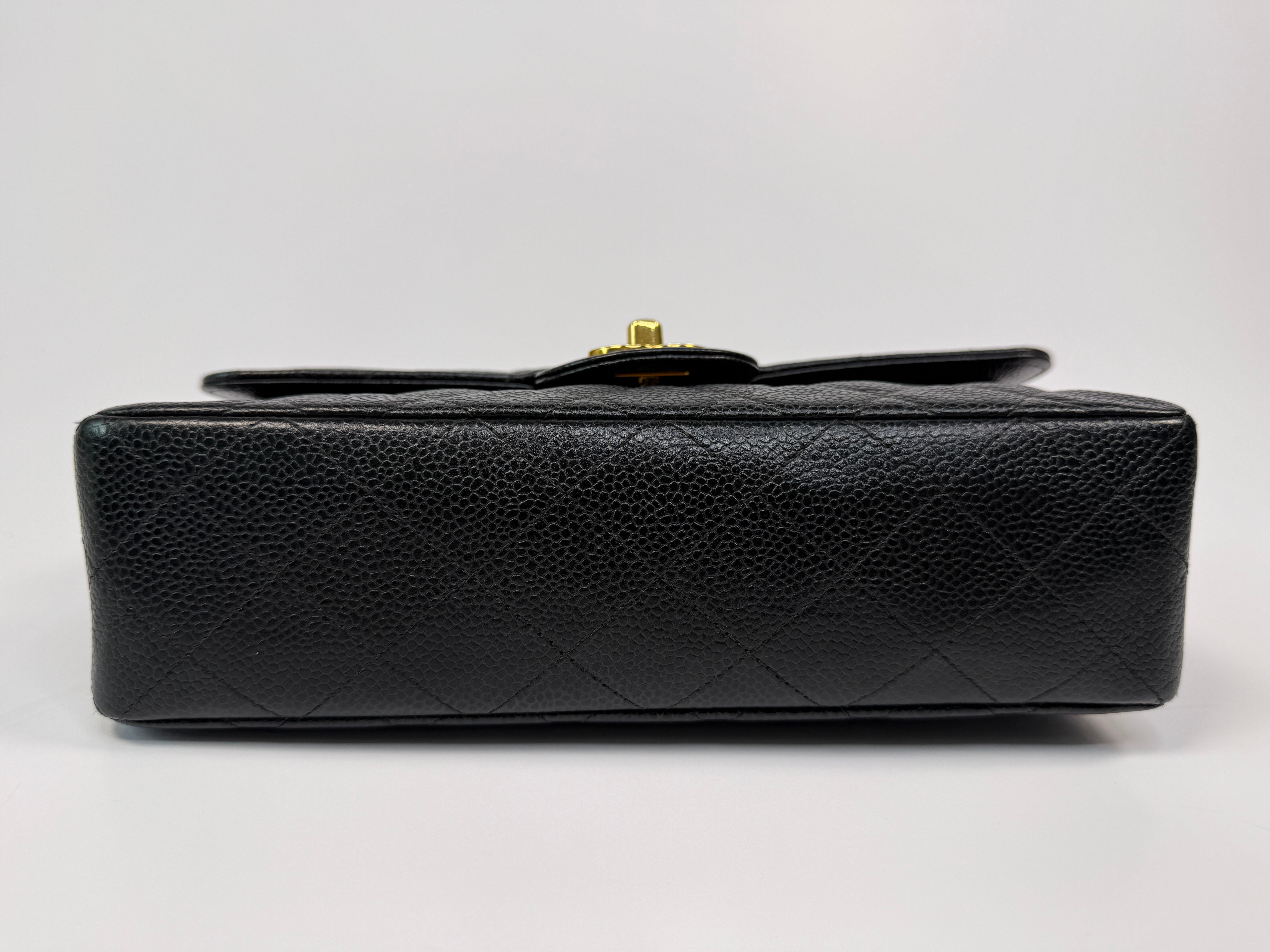 Chanel Vintage Small Classic Double Flap In Black Caviar Leather With GHW