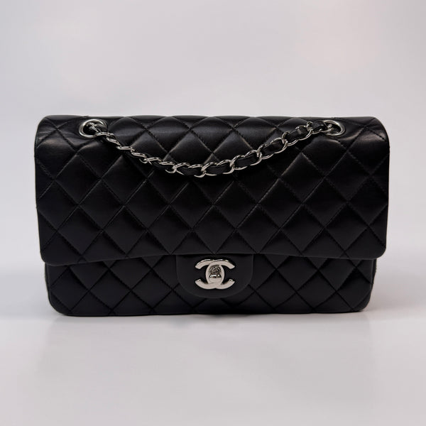 Chanel Medium Classic Double Flap Black Lambskin Leather With SHW