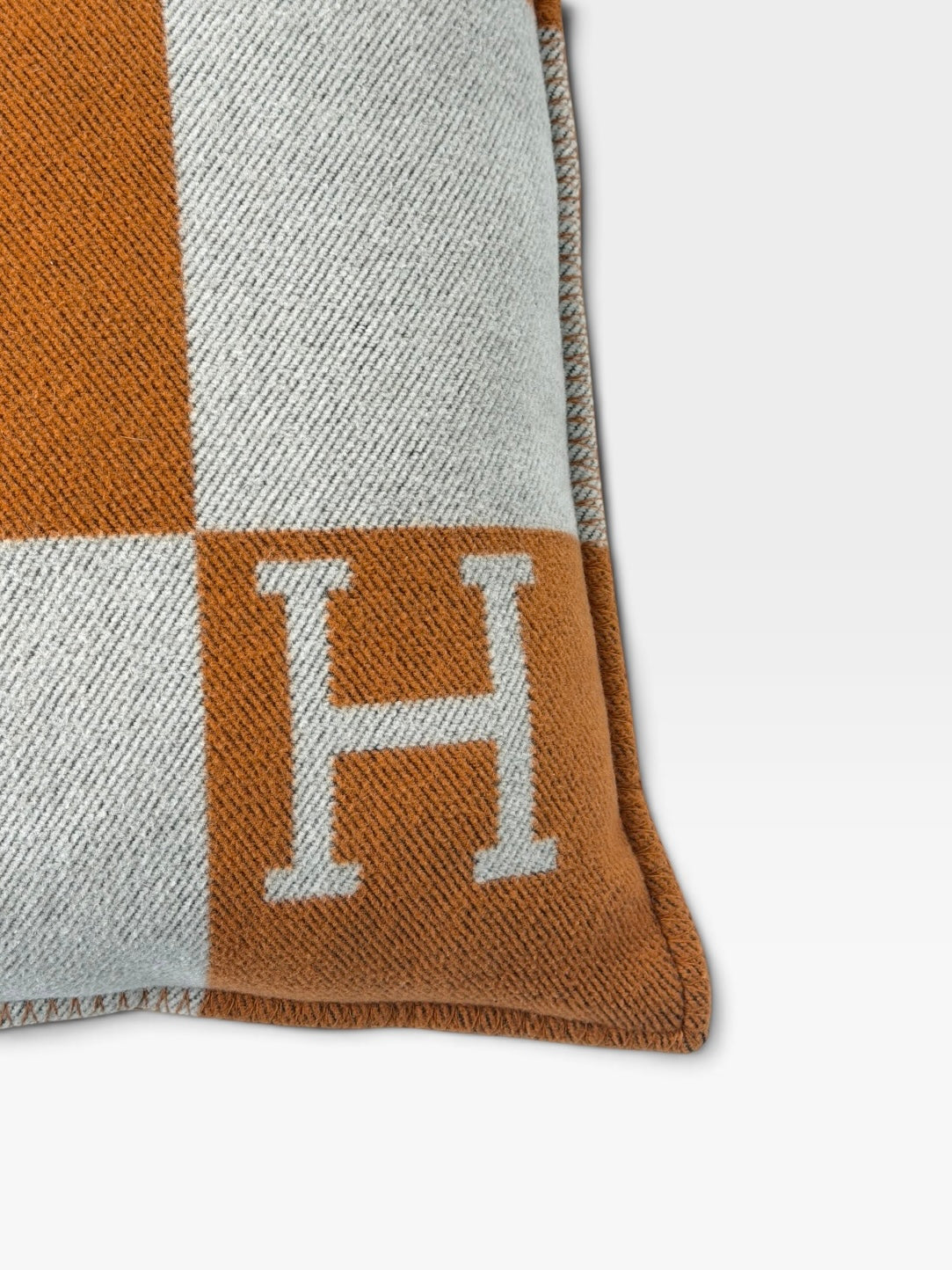 Hermès Avalon Cushion 70x70 In Ecru And Potiron. 100% authentic and preloved in excellent condition.