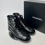 Chanel Black Leather Pearl Boots (Size 39.5 /UK6.5)
