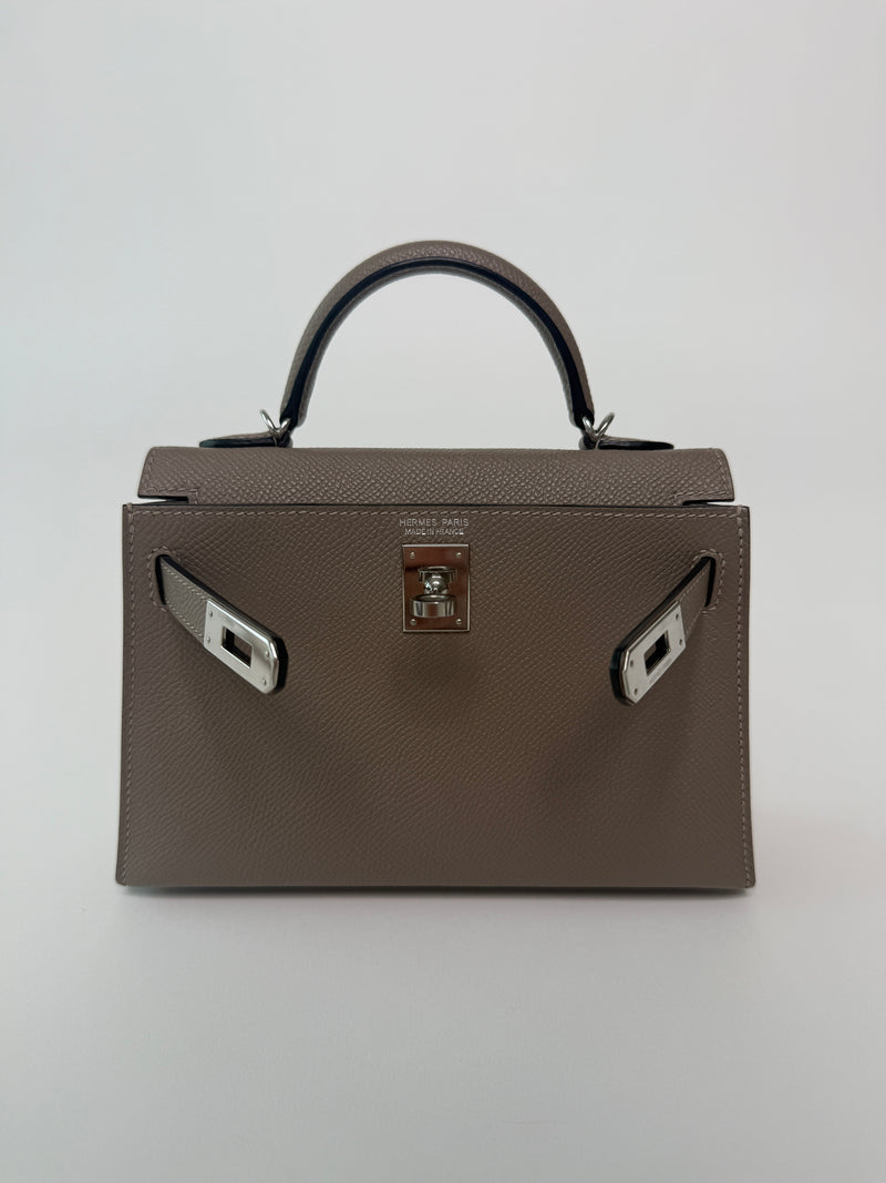 Hermés Mini Kelly Gris Asphalt In Epsom Leather With PHW