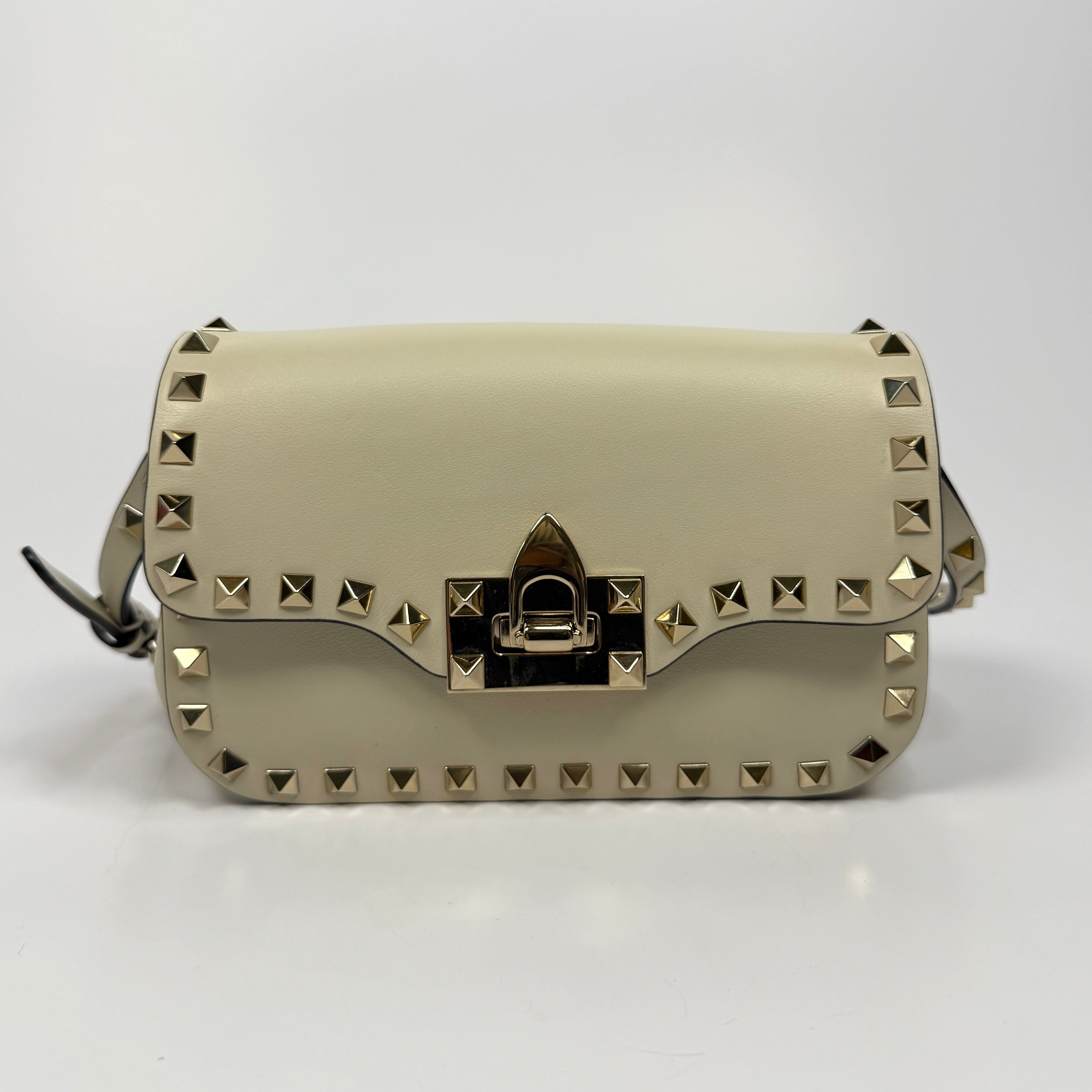 Valentino Garavani Ivory Rockstud Lock Bag