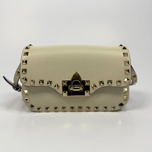 Valentino Garavani Ivory Rockstud Lock Bag