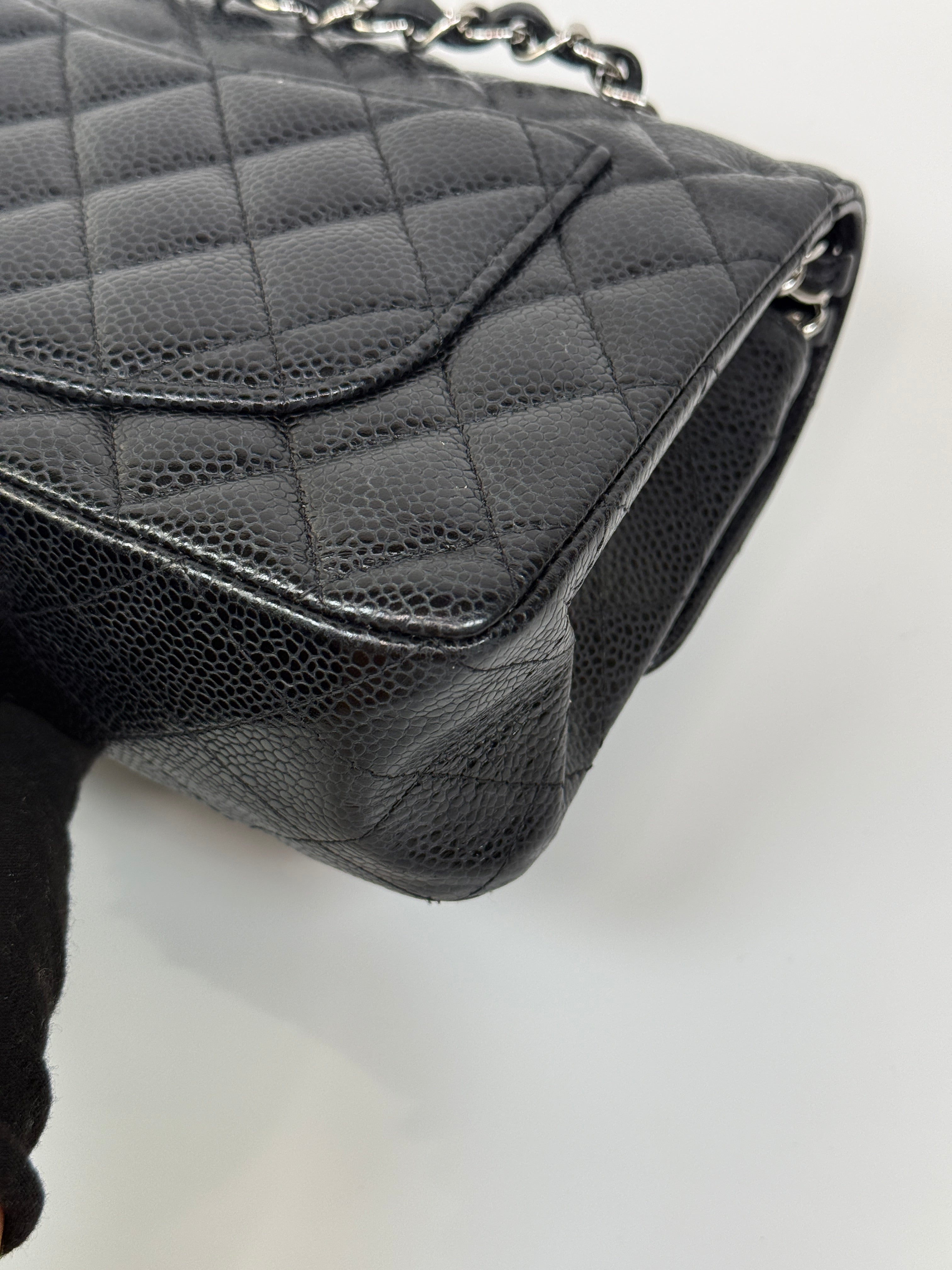 Chanel Small Classic Double Flap In Black Caviar Leather With Silver Hardware. Authentic and preloved in very good condition. 100% Authenticity guarantee 