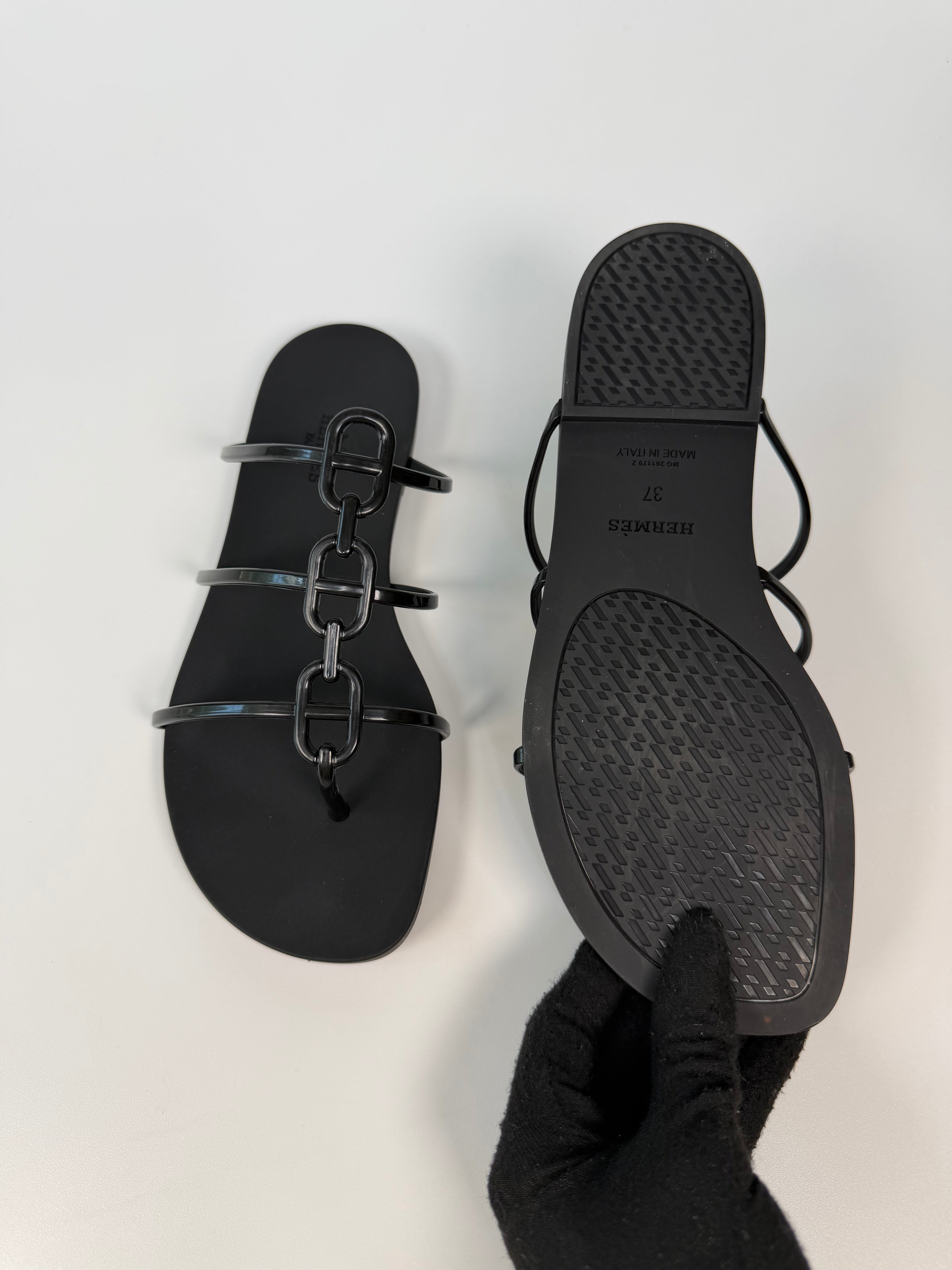 Hermès Mykonos Sandals In Black Size 37/UK4