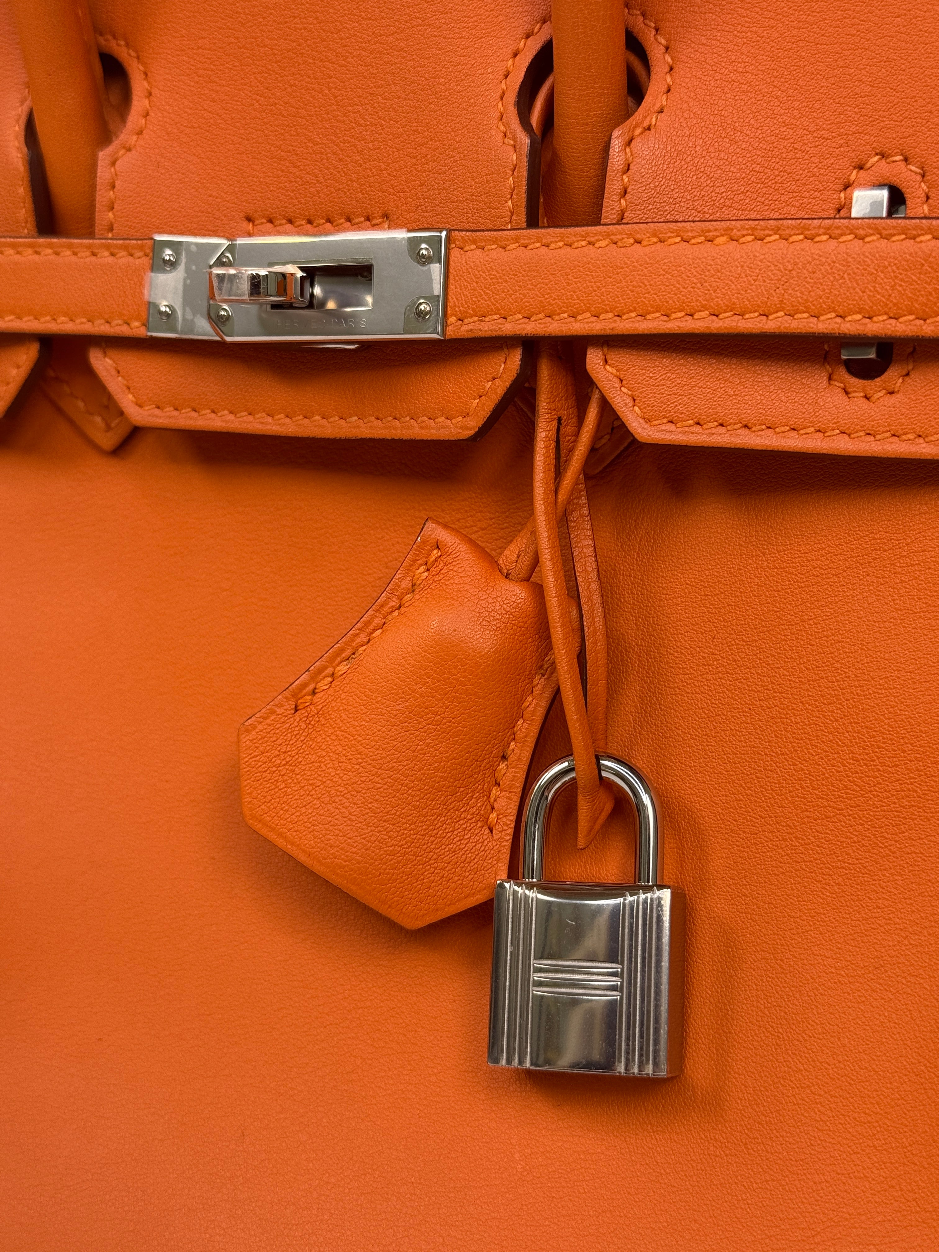 Hermès Birkin 25 In Orange Swift Leather With Palladium Hardware