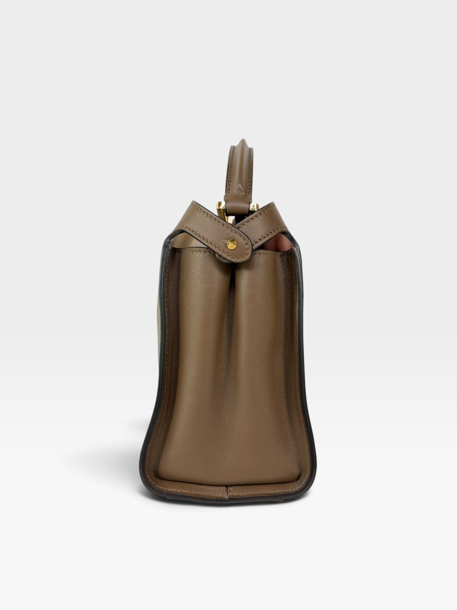 Fendi Small Peekaboo ISeeU Bag In Brown Calfskin Gold Hardware. 100% authentic and preloved in excellent condition.