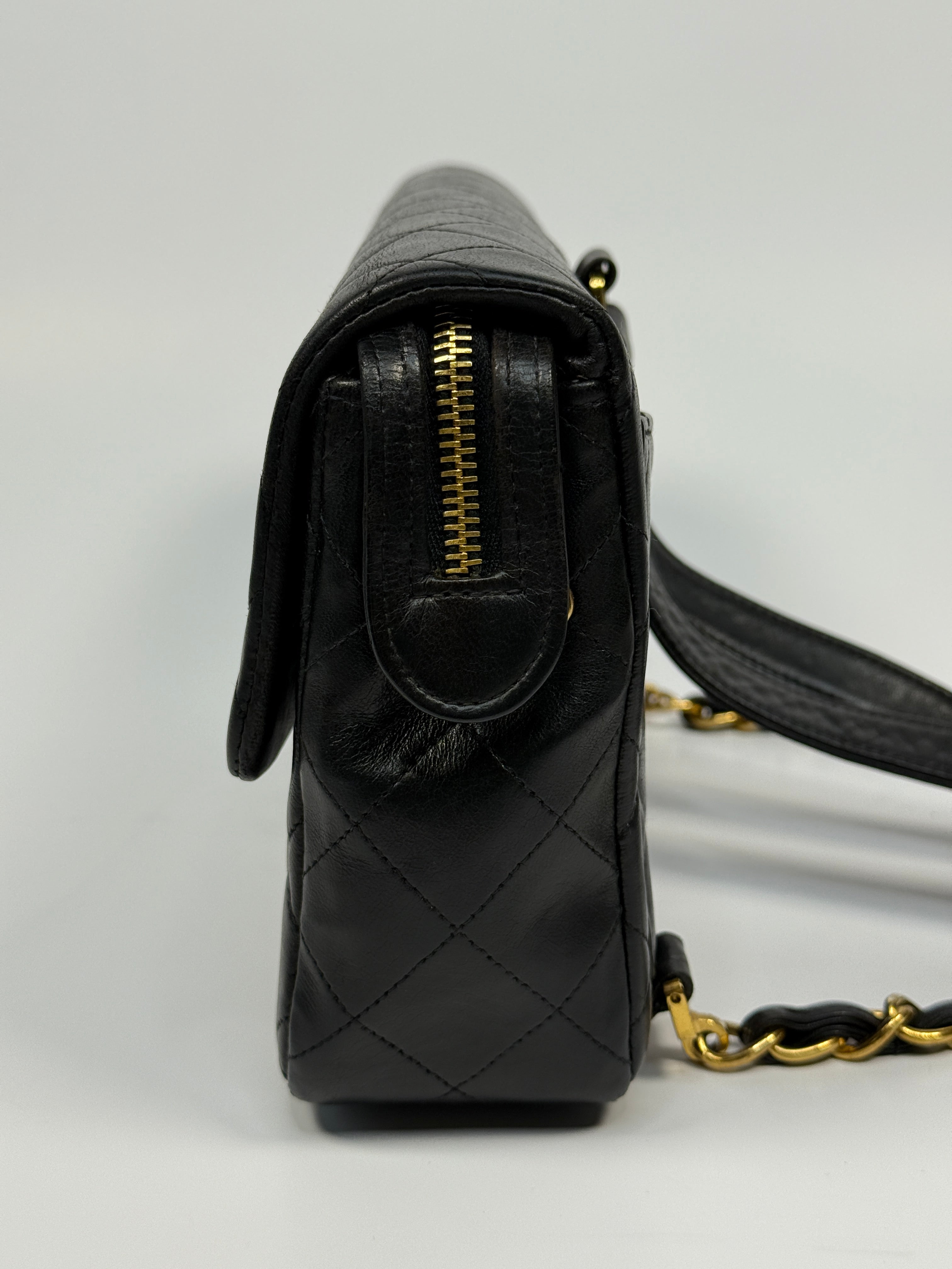 Chanel Medium Classic Vintage  Backpack In Black Lambskin With 24kt Gold Hardware, Authentic And Preloved In Excellent Condition