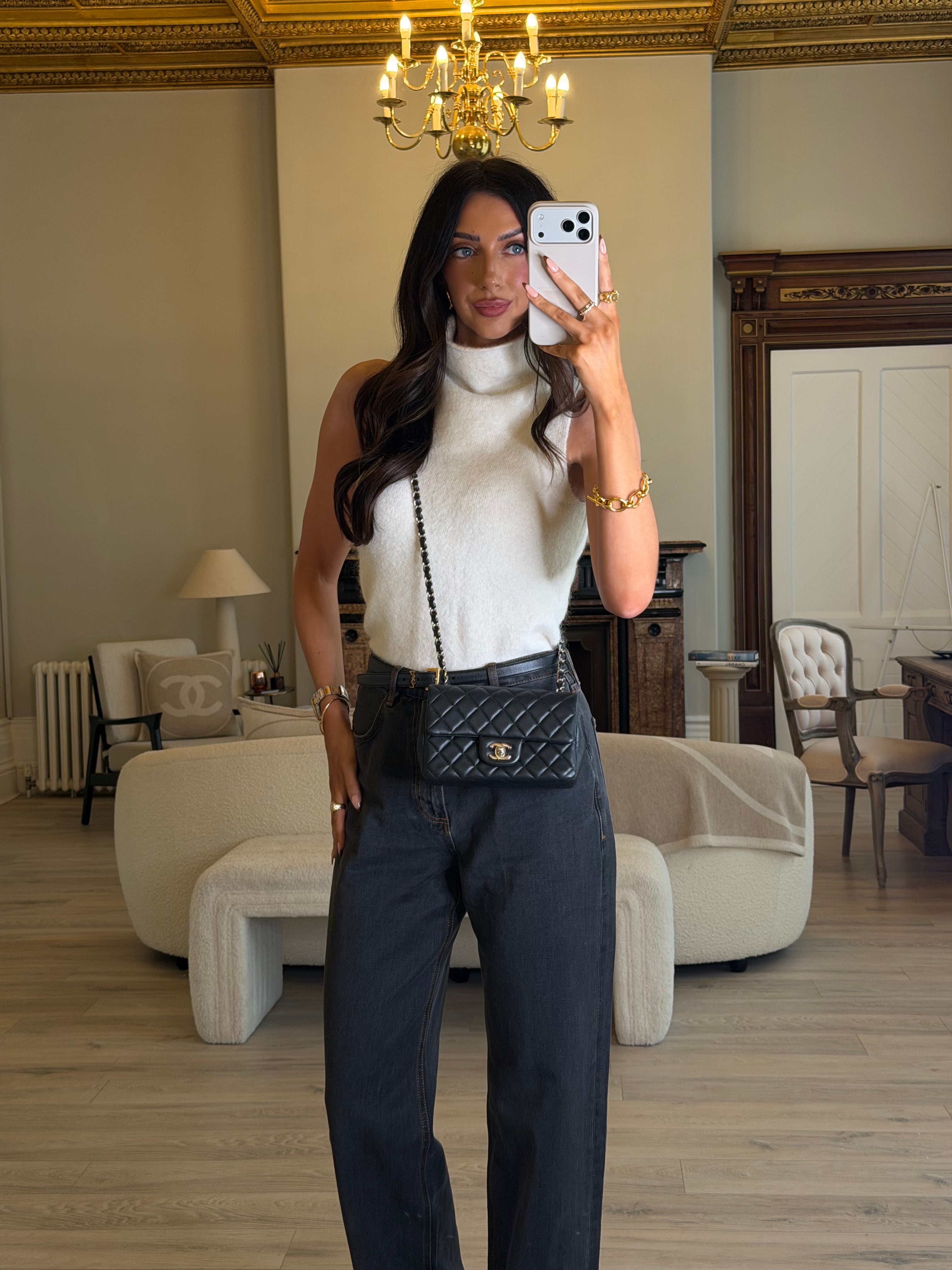 Chanel Mini Rectangle In Black Lambskin Silver hardware, authentic and preloved in very good condition