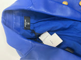 Balmain Blue Leather Double Breasted Blazer (Size FR40/ UK 10)