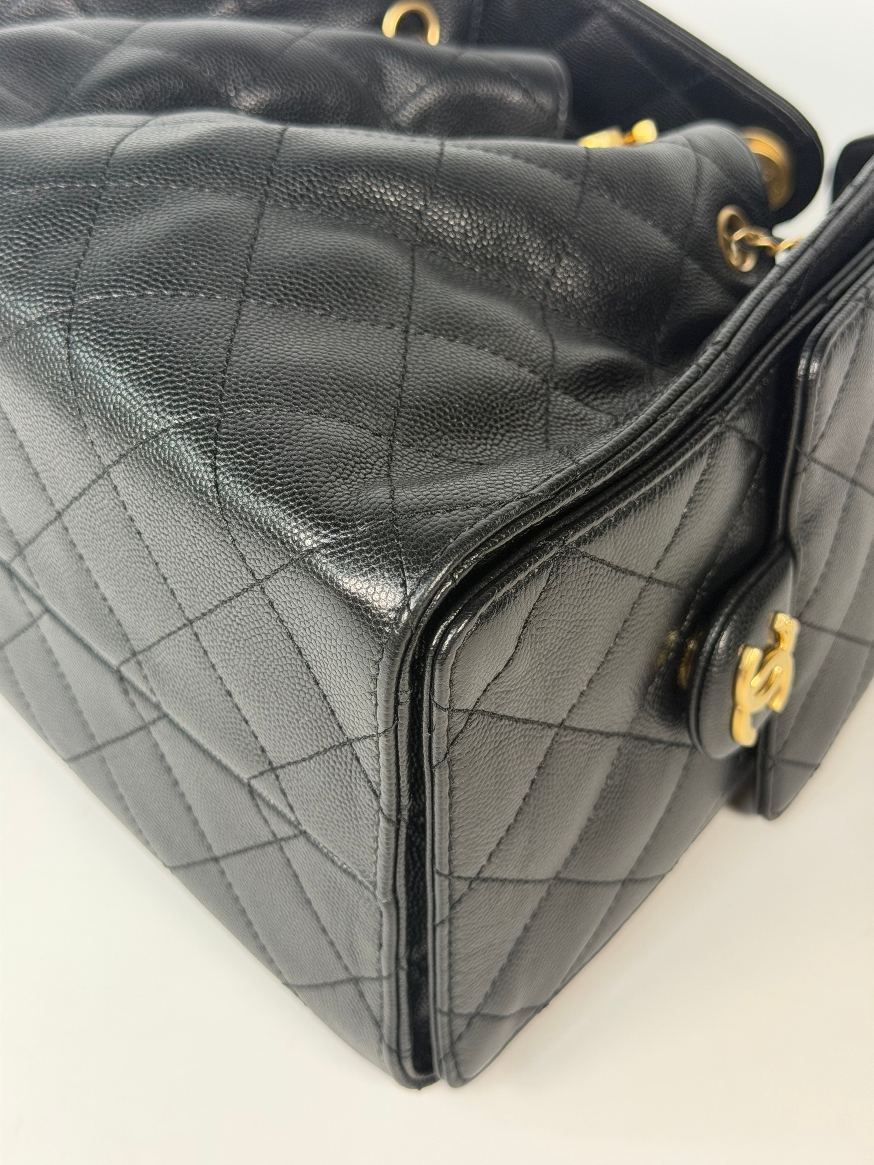 Chanel 25 Small In Black Caviar Leather With Gold Hardware in excellent condition 100% authentic and preloved