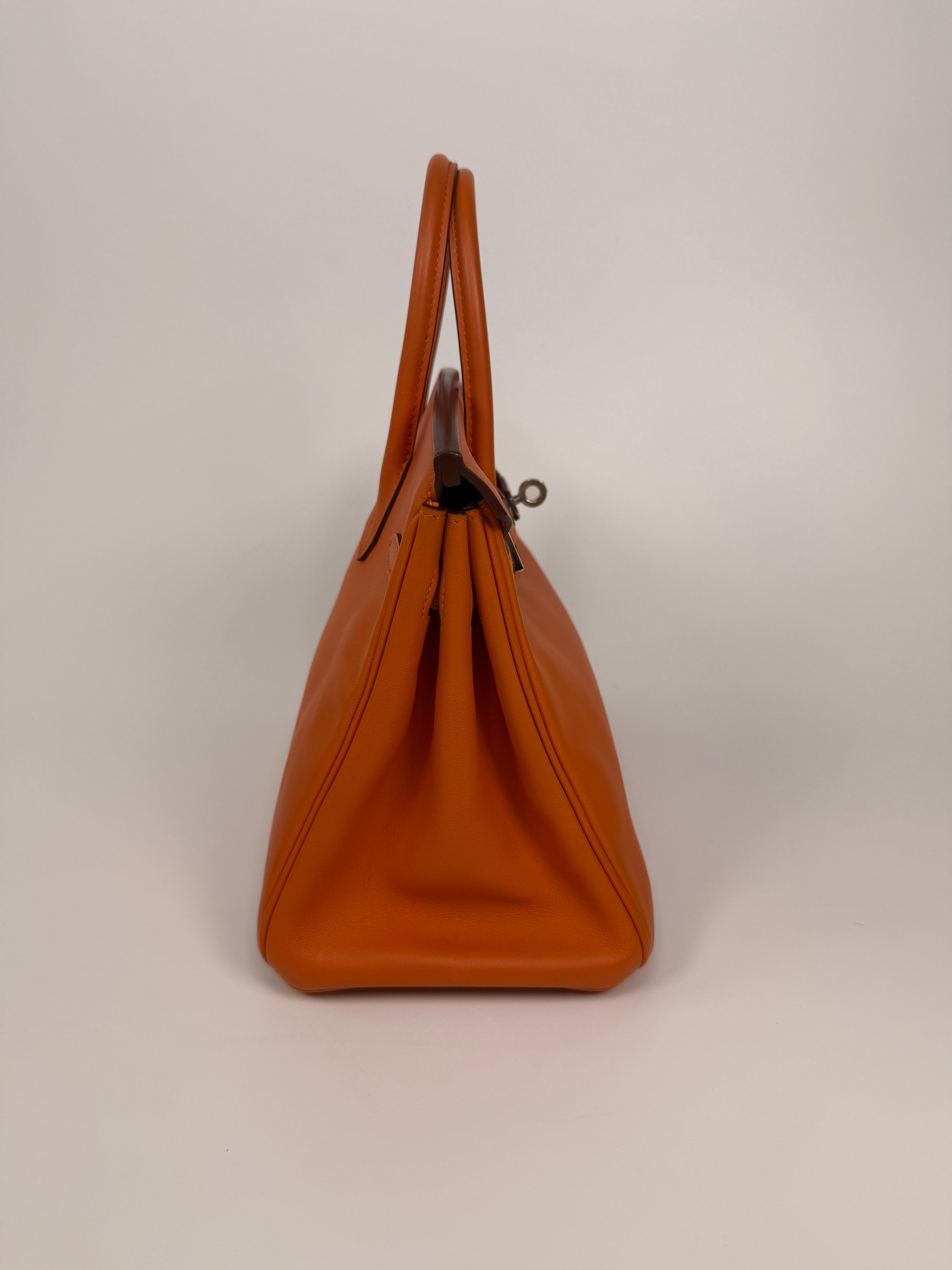 Hermès Birkin 25 In Orange Swift Leather With Palladium Hardware