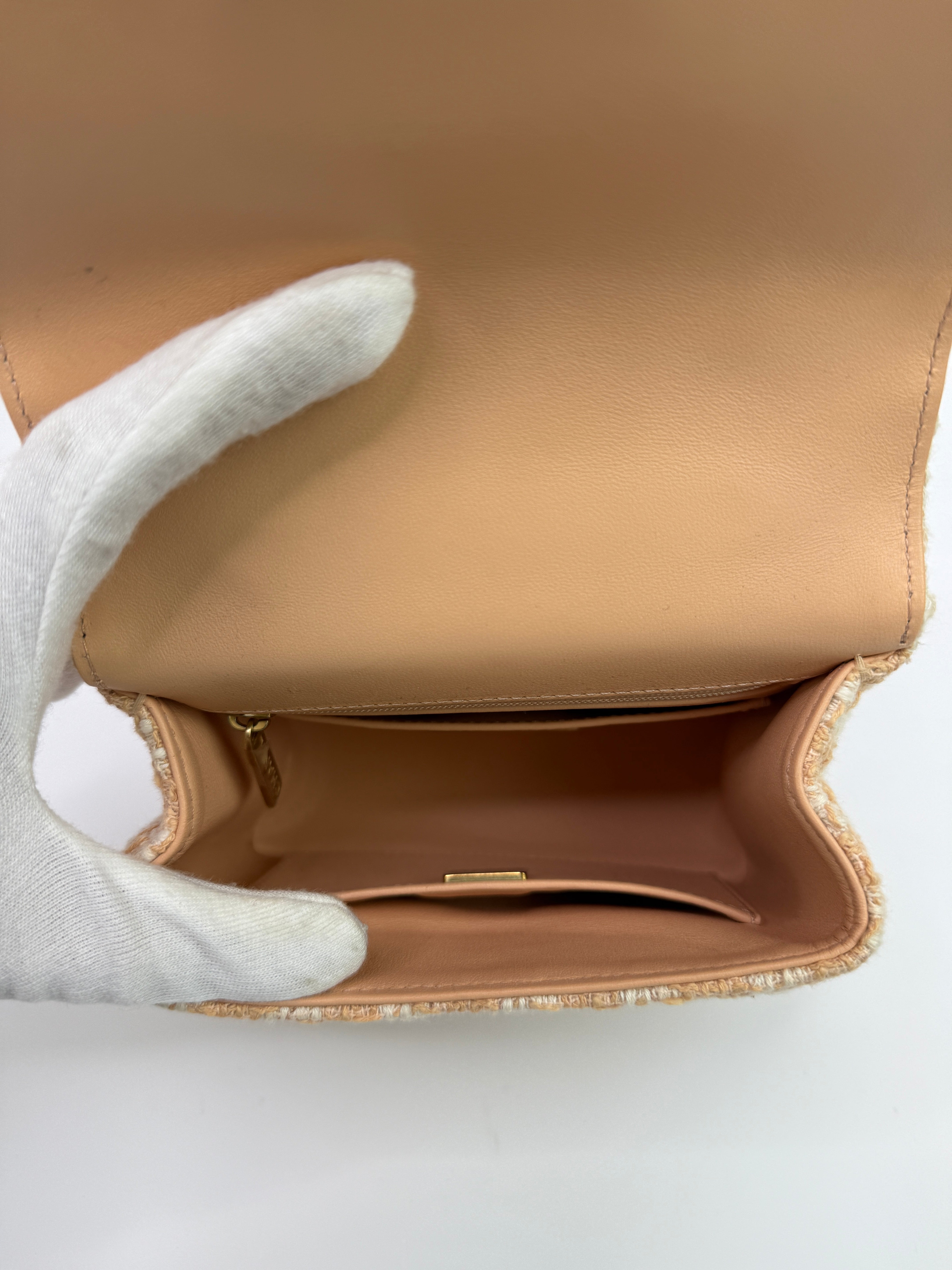 Chanel Mini Square Flap with Top Handle Antique Gold Hardware