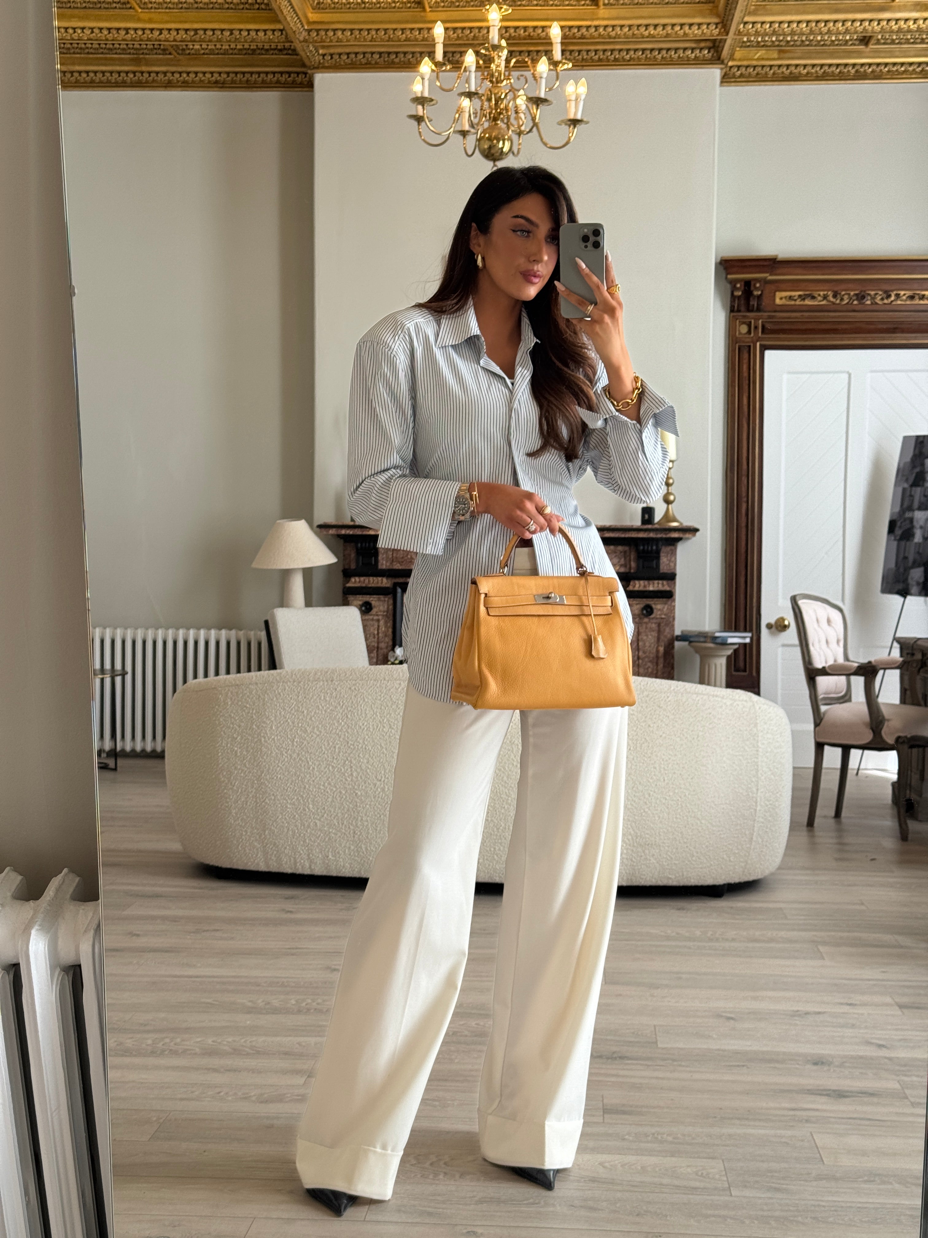 Hermès Kelly 32 Natural Sable Veau Taurillion Clemence Leather PHW