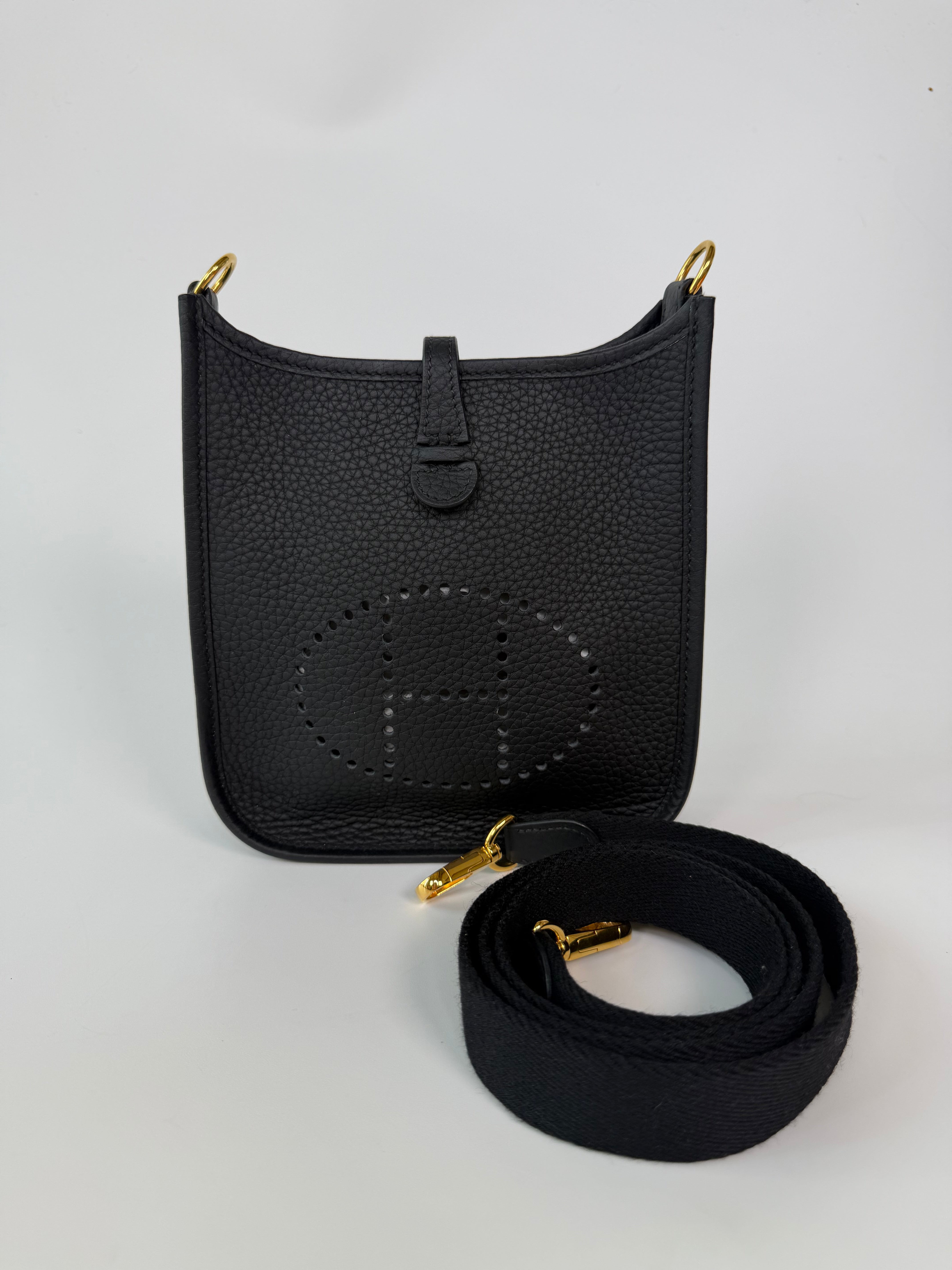 Hermès Evelyne TPM In Black Clemence Leather With Gold Hardware