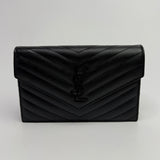 Saint Laurent Cassandre Matelassé Textured- Leather Wallet On Chain