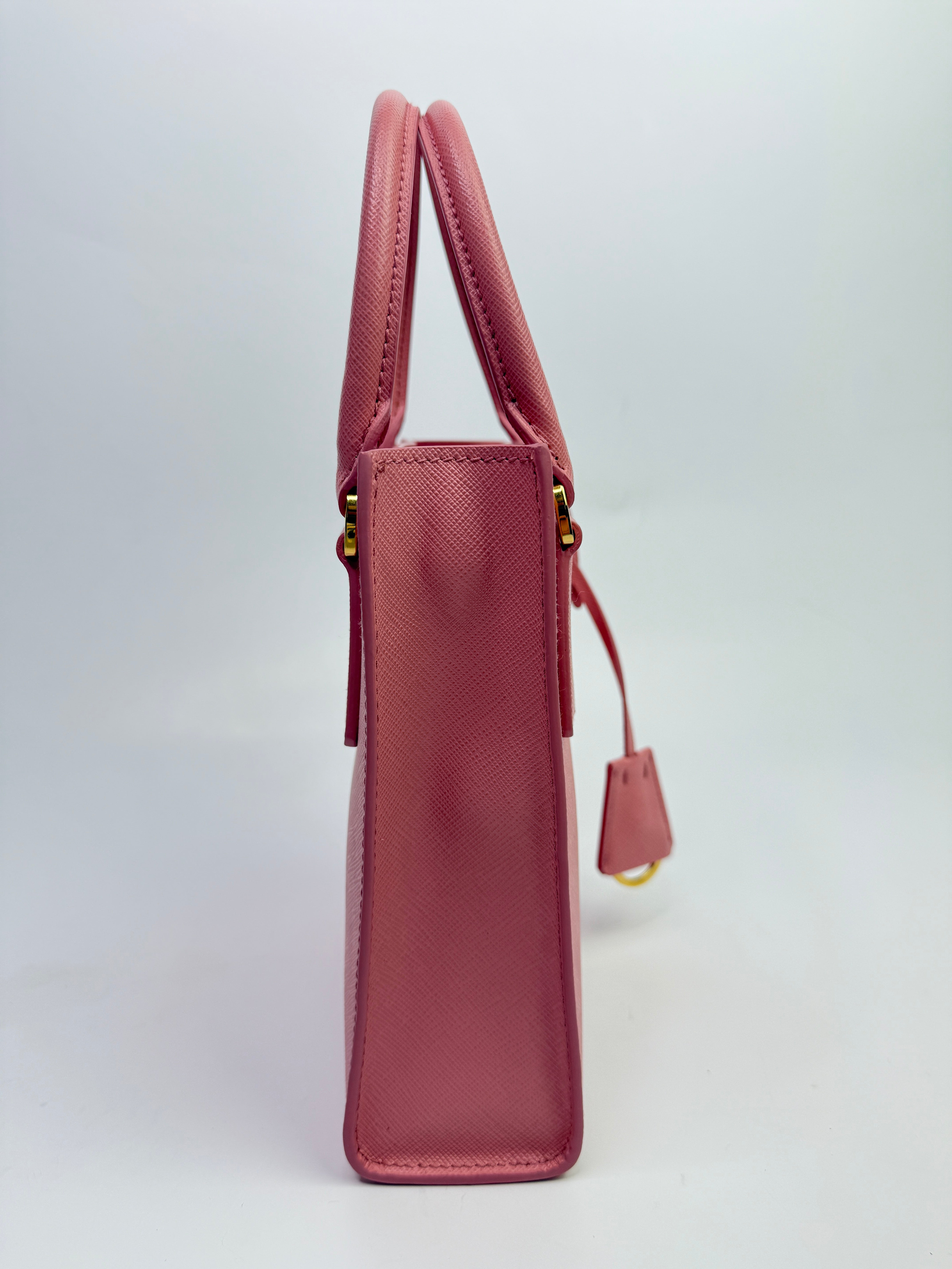 Prada Mini Tote In Pink Saffiano Leather