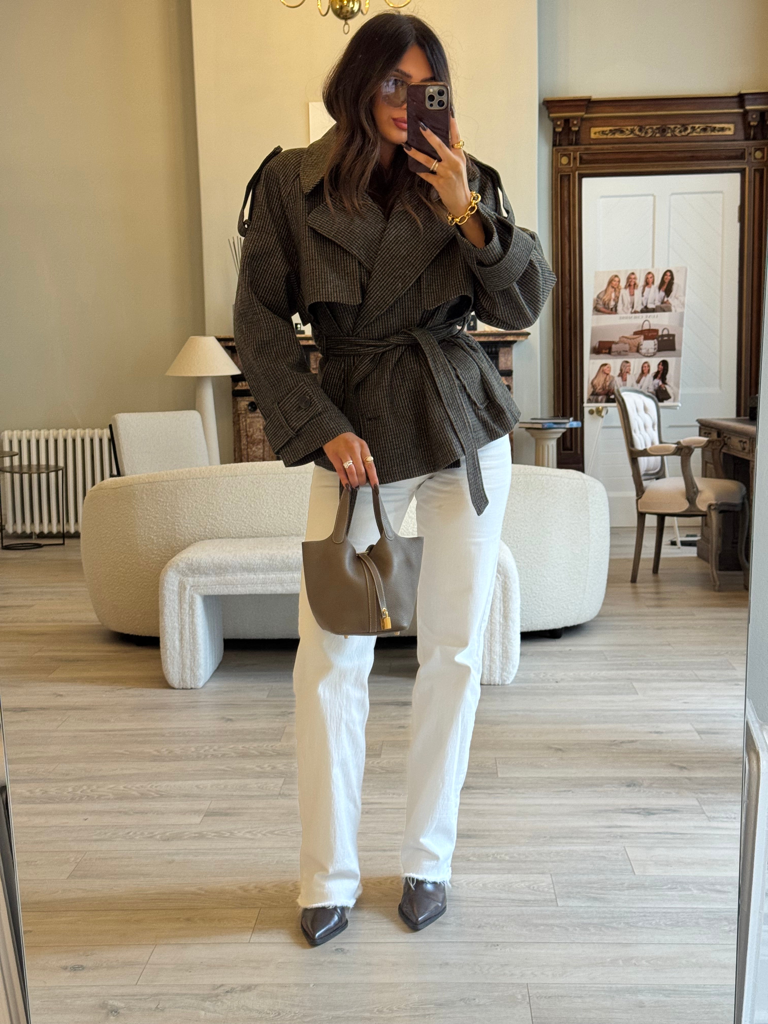 Authentic Pre Loved Hermès Picotin 18 In Etoupe Clemence Leather With Gold Hardware Excellent Condition