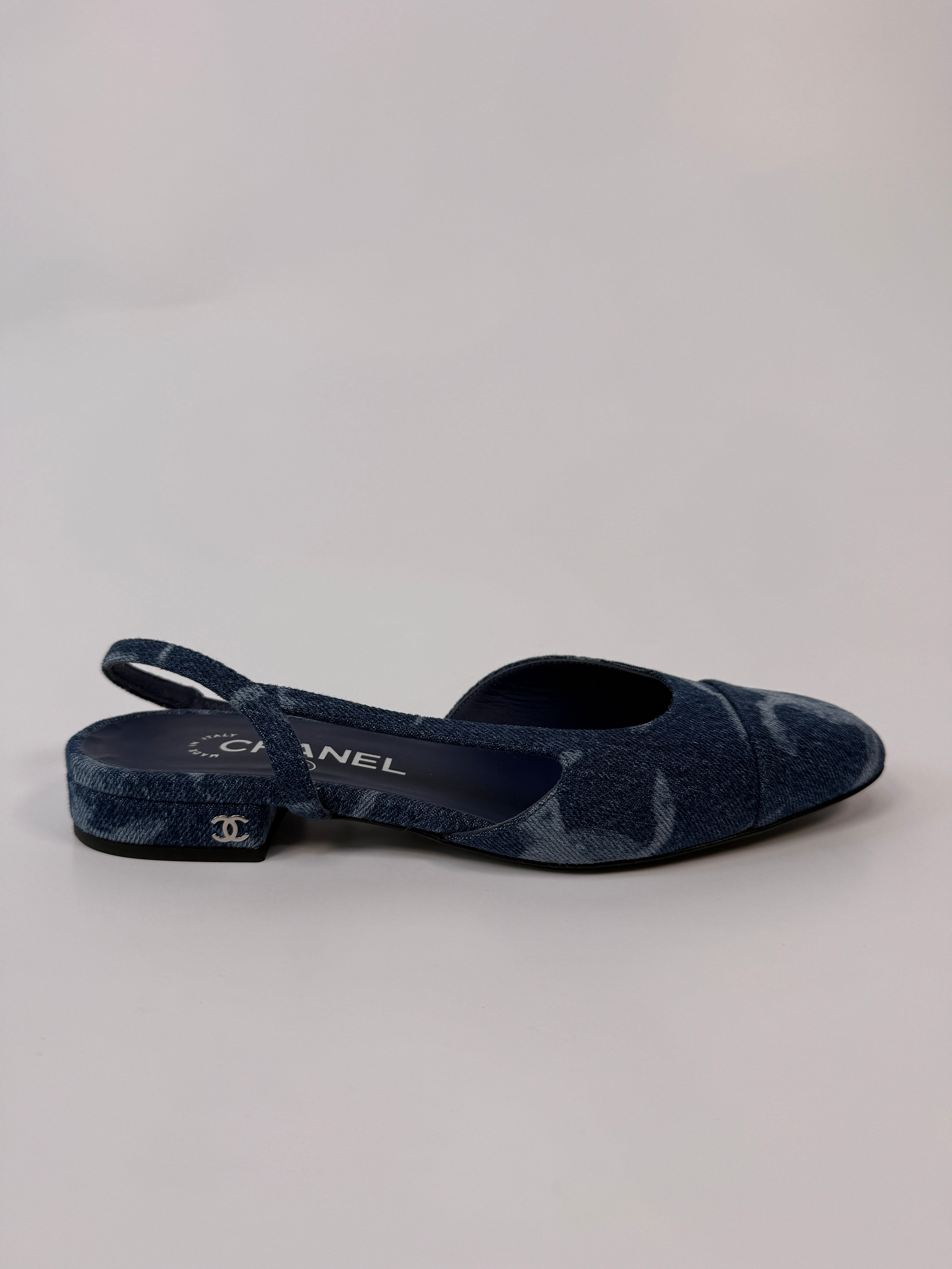 Chanel Denim Slingback Pumps (37/UK4)