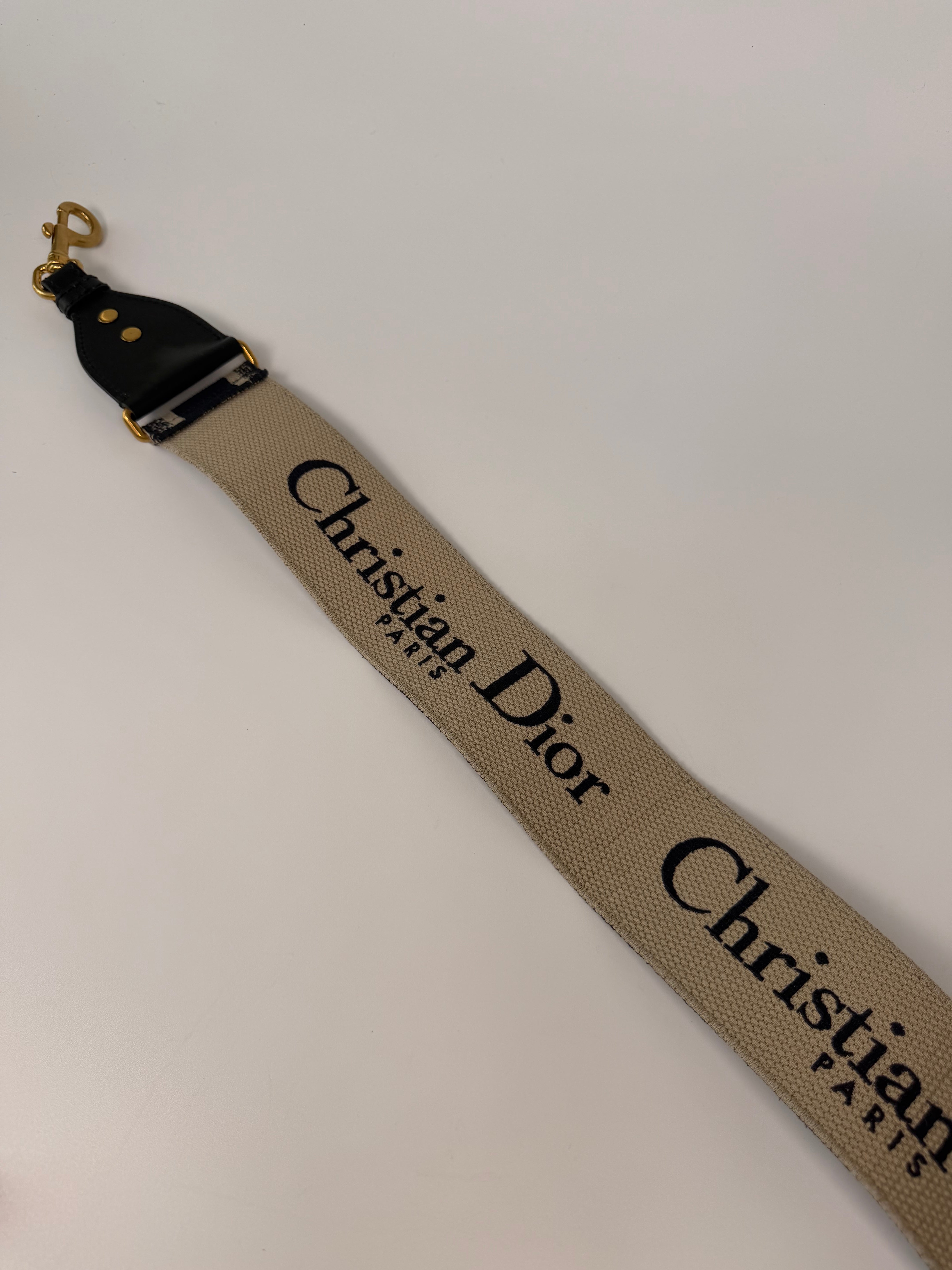 Christian Dior Shoulder Strap In Oblique Canvas With Gold Hardware