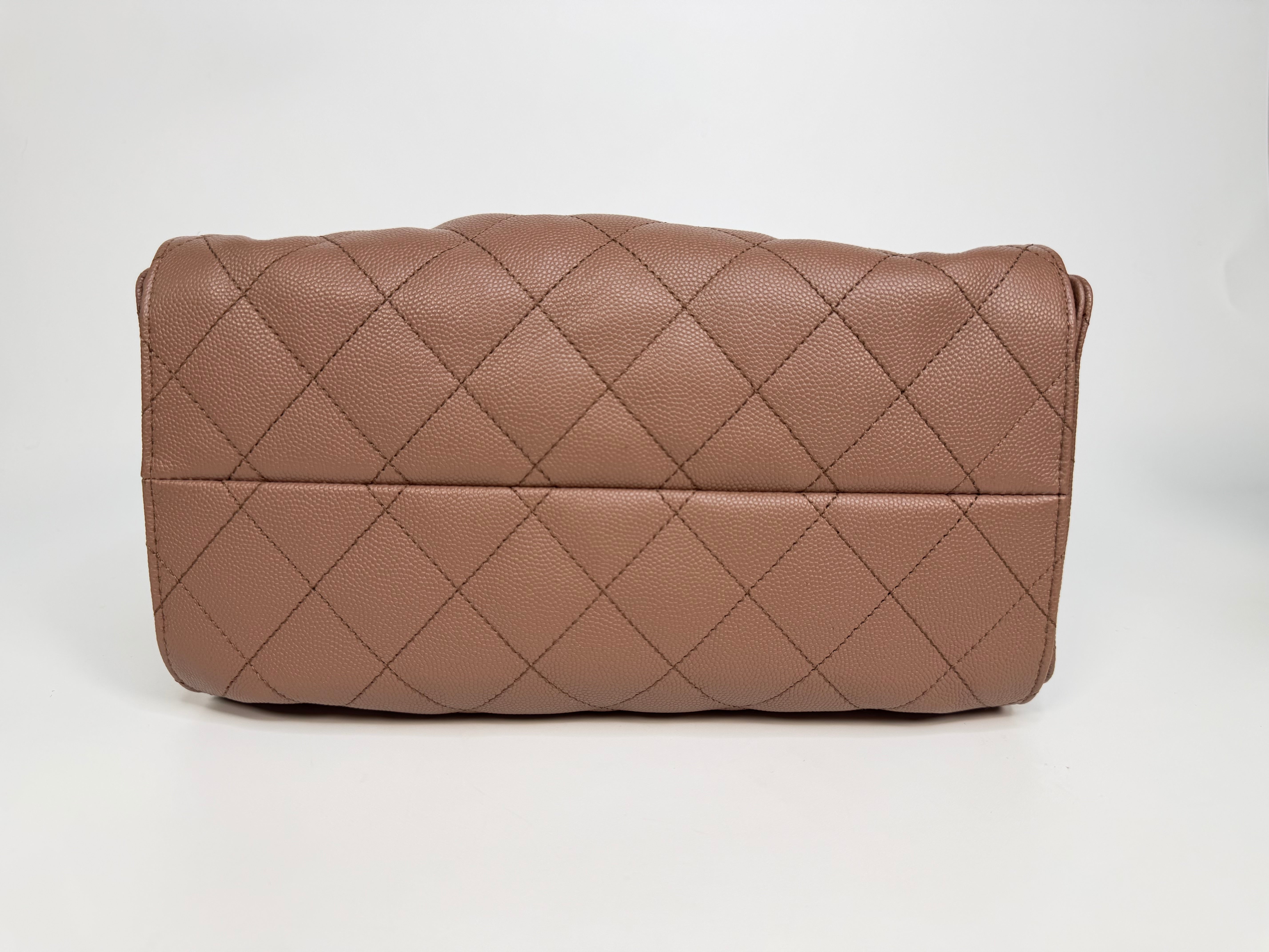 Chanel 25 Small In Brown Caviar Leather With Gold Hardware. Authentic and preloved in excellent condition