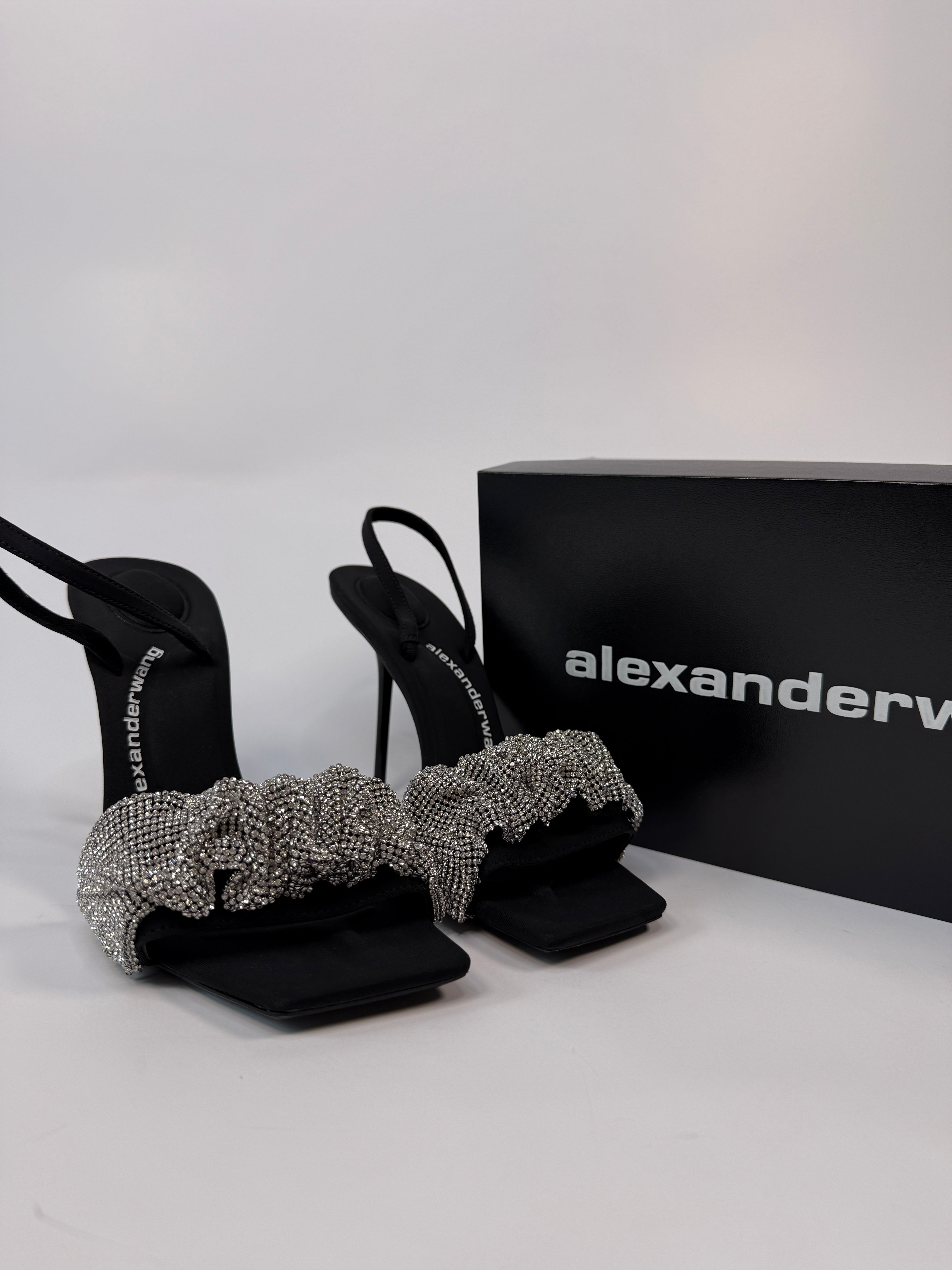 Alexander Wang Julia Scrunch Crystal Heels (Size 39.5/UK5.5)
