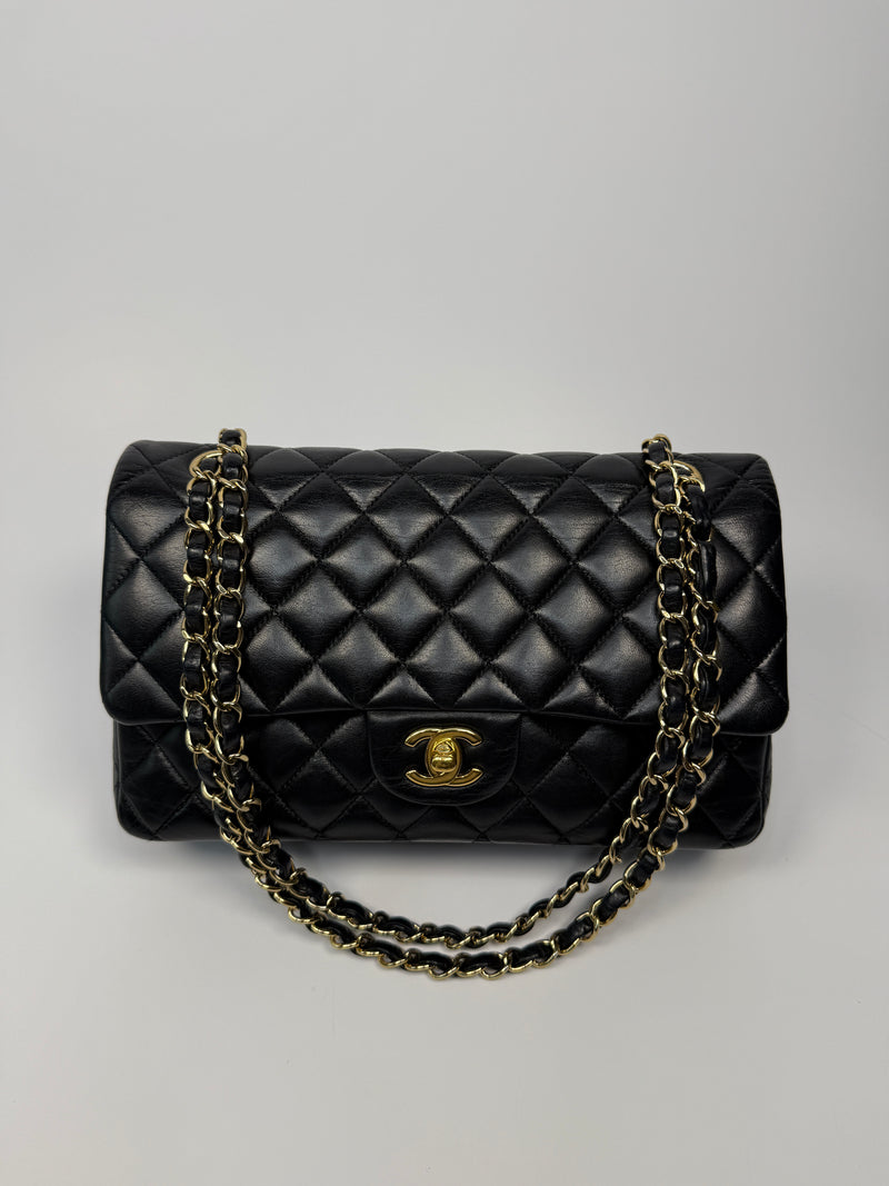 Chanel Medium Classic Double Flap Black Lambskin With GHW