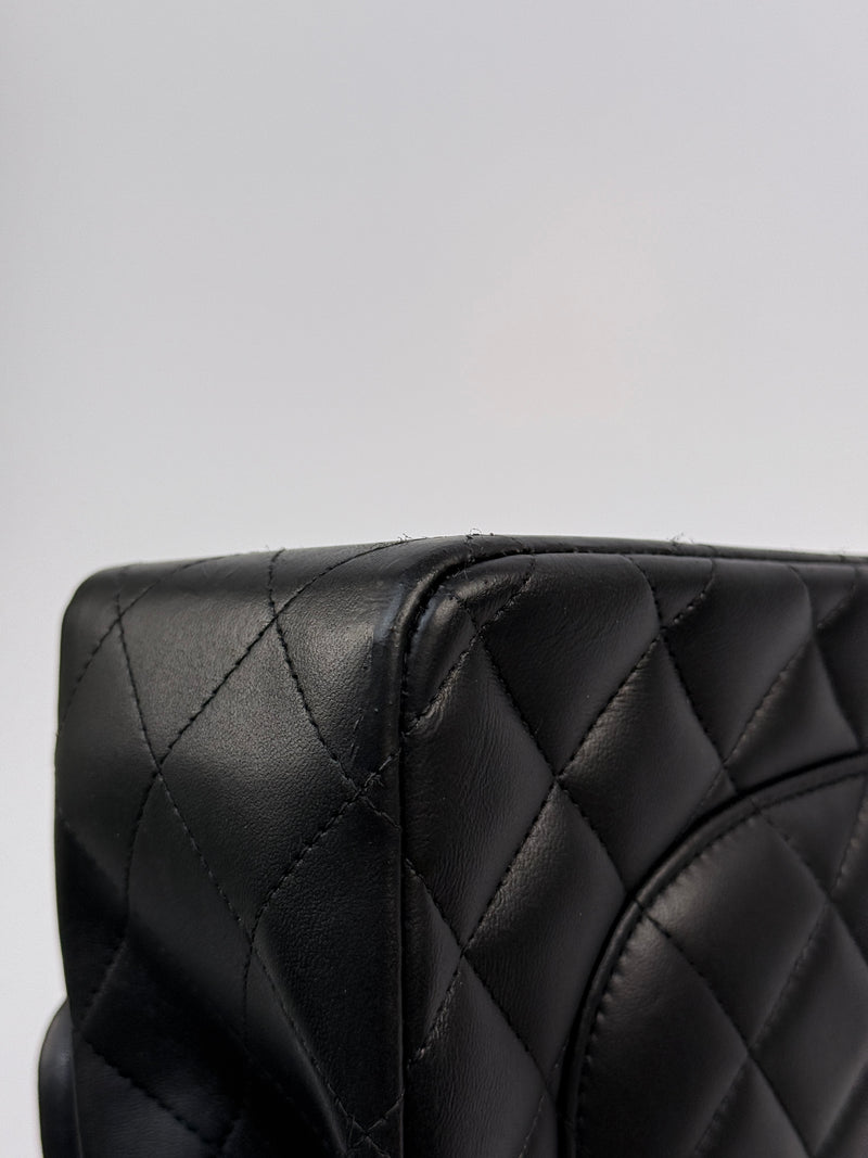 Chanel Jumbo Black Lambskin Leather With GHW