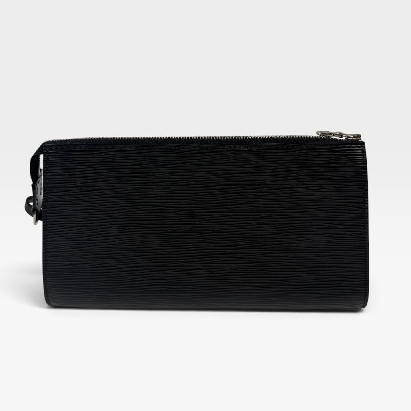 Louis Vuitton Pochette In Black Epi Leather With Silver Hardware. 100% authentic and preloved in excellent condition
